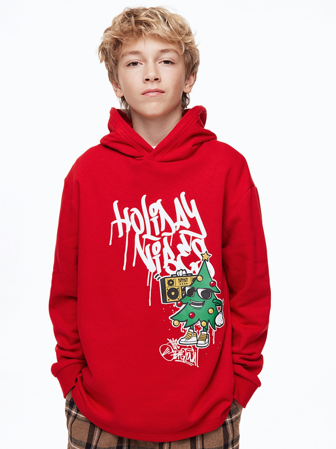 H&M Boys Printed Hoodie, Red