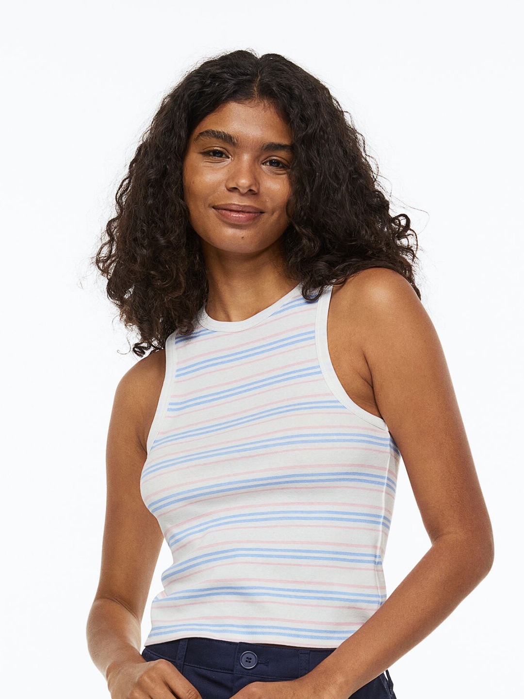 H&M Women Printed Vest Top, White