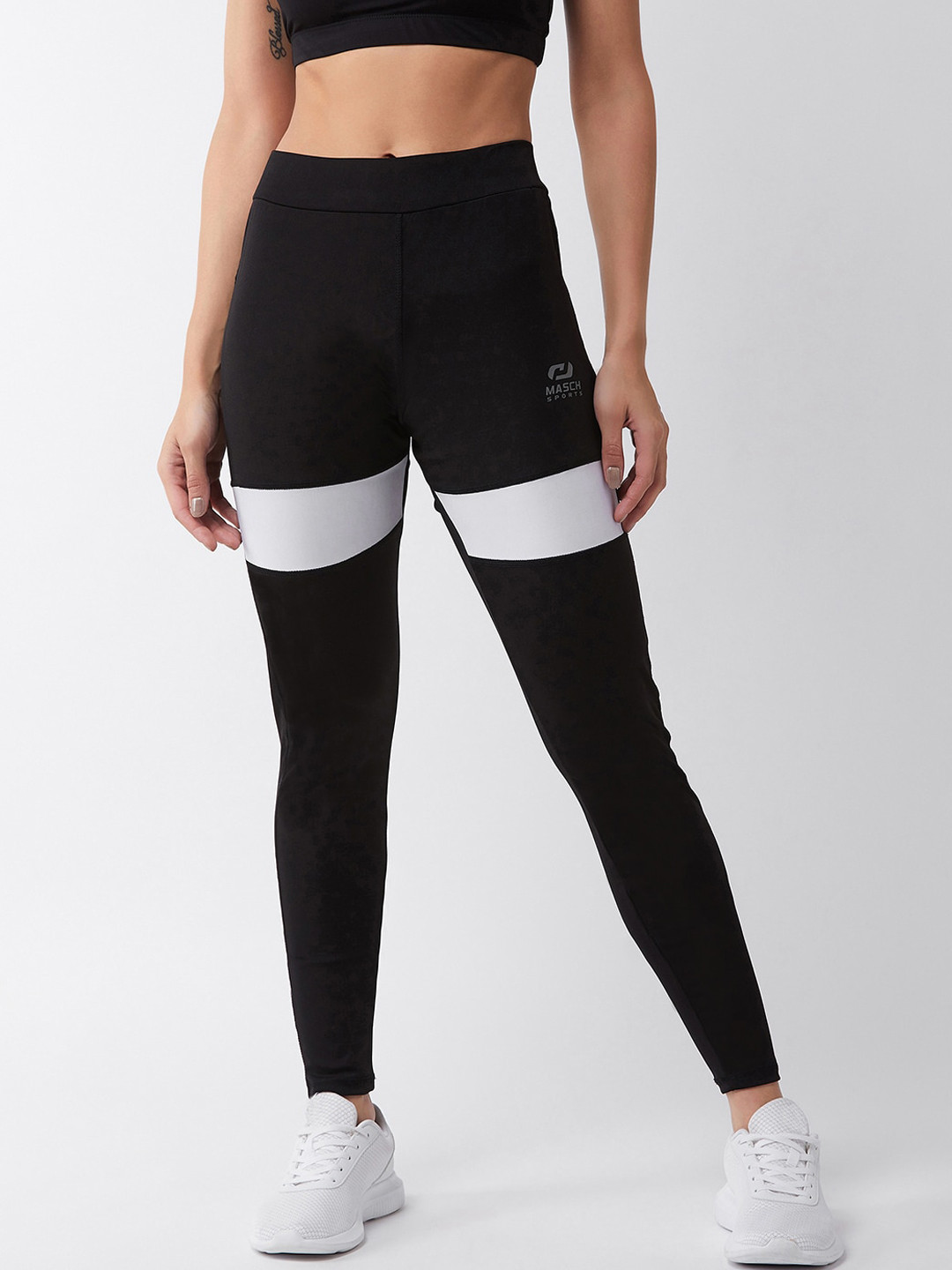 Masch Sports Women Color-Blocked Dry-Fit Training Tights, Black 
Masch Sports Women Color-Blocked Dry-Fit Training Tights, Black