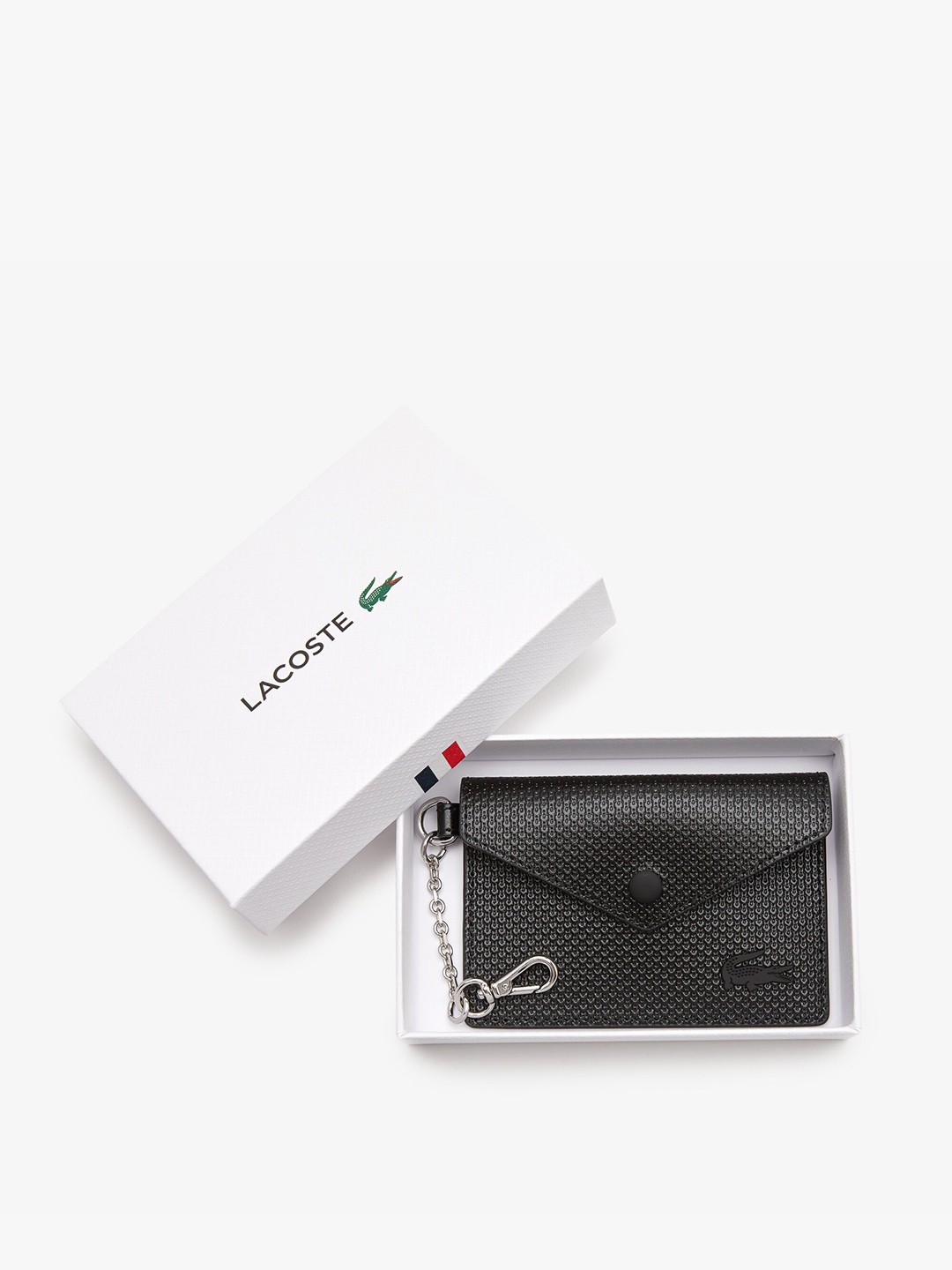 Lacoste Women Textured Leather Money Clip, Black