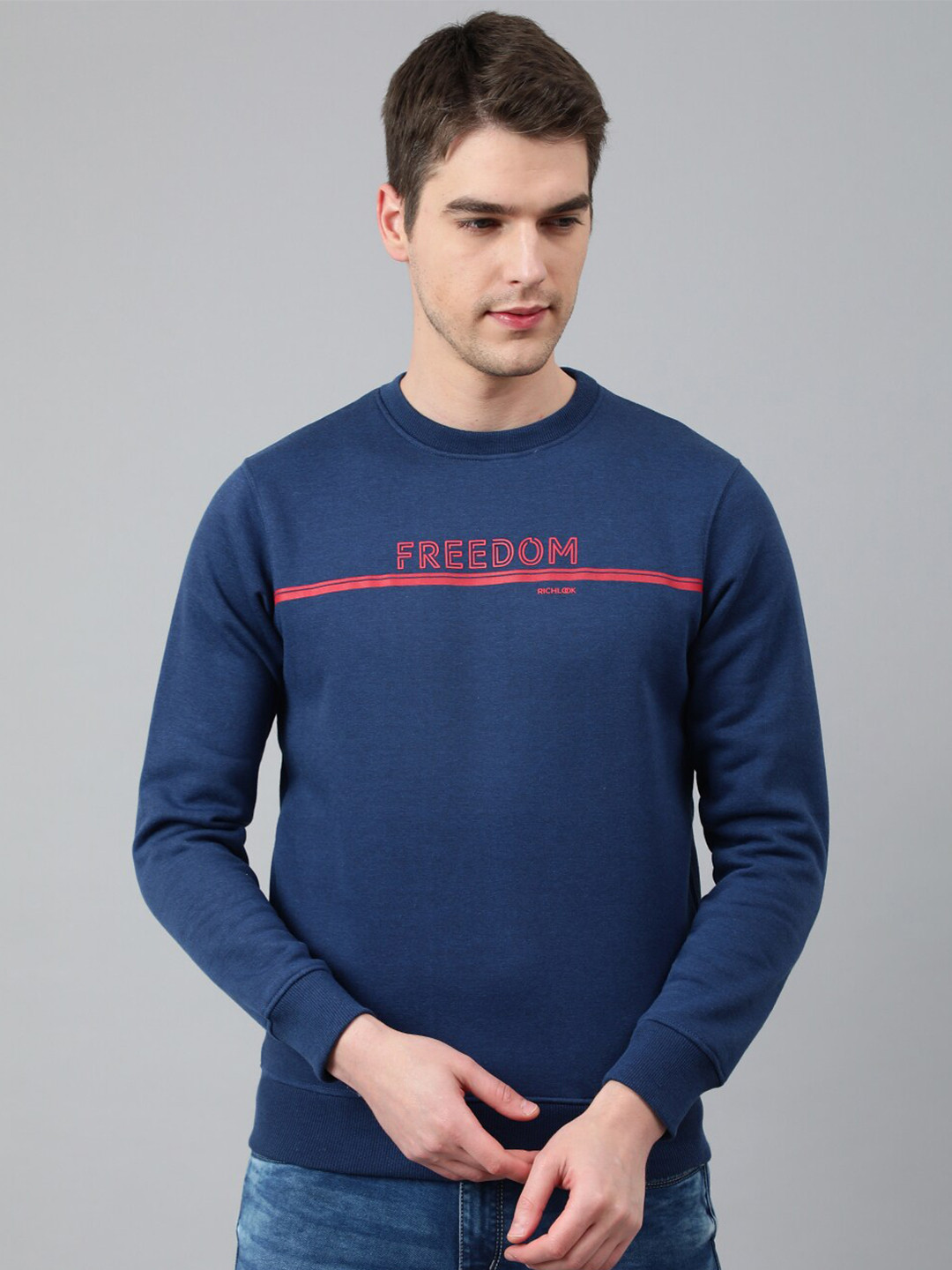 Richlook Men Printed Sweatshirt, Blue 
Richlook Men Printed Sweatshirt, Blue