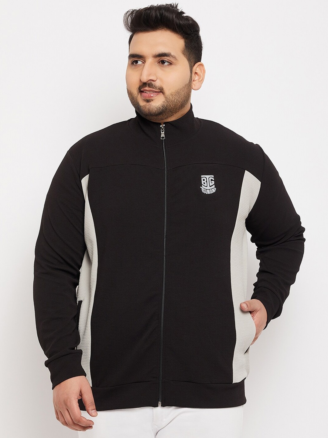 bigbanana Men Plus Size Colourblocked Sweatshirt, Black