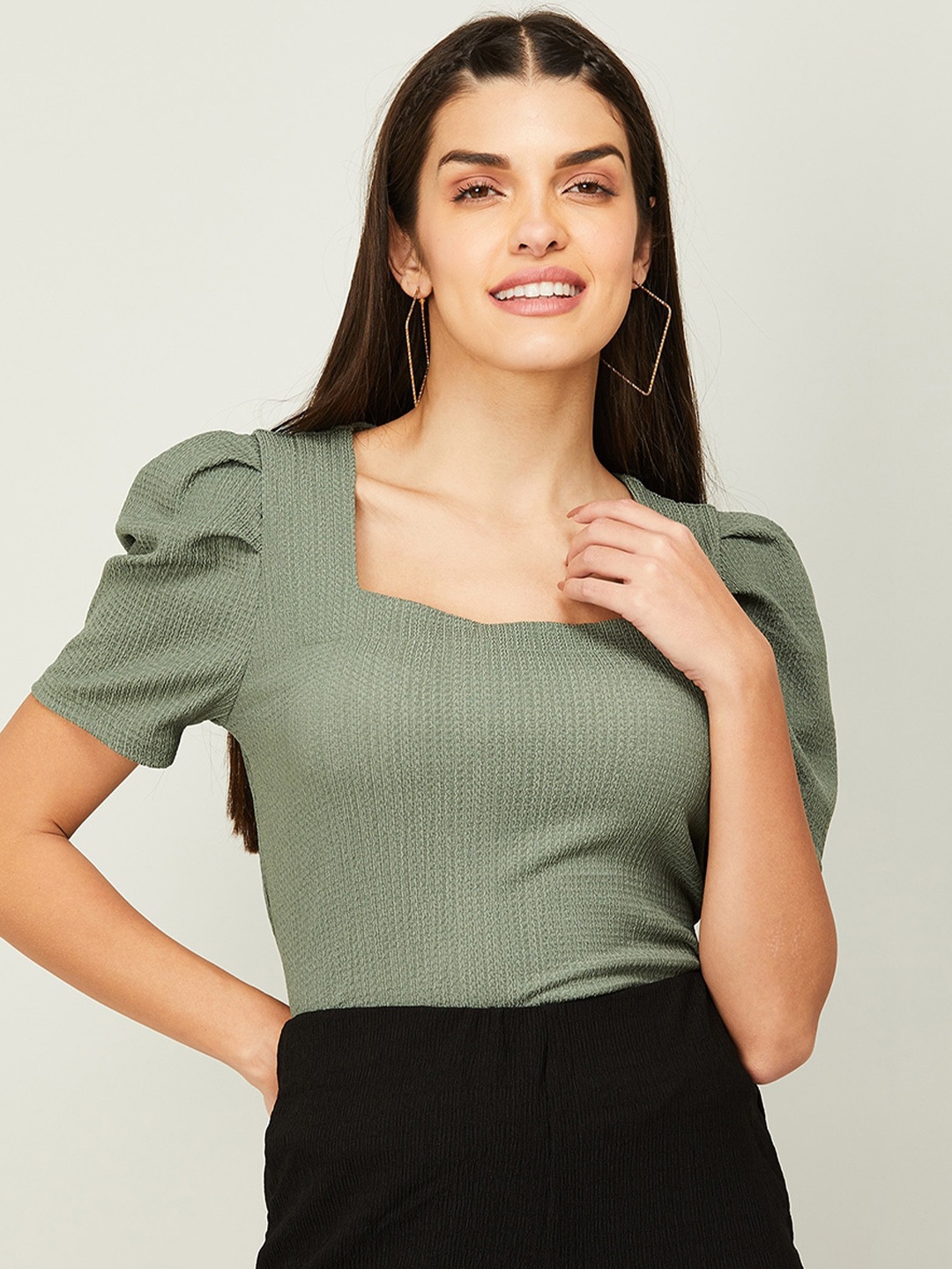 CODE by Lifestyle Woman Square Neck Top, Green