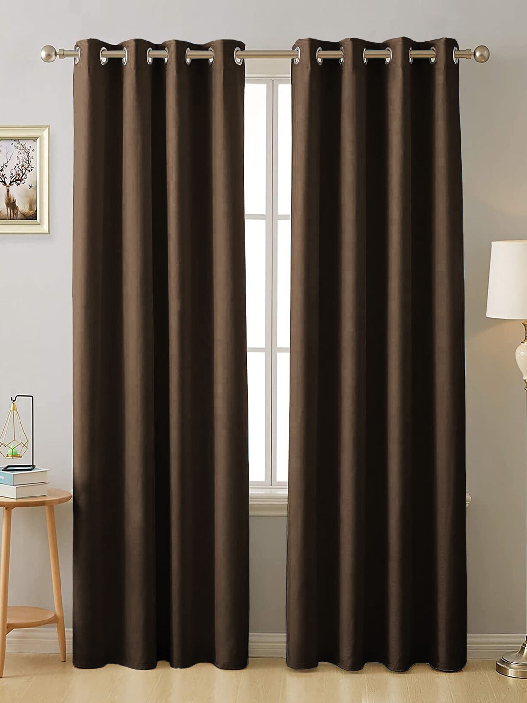 AEROHAVEN Brown Set of 2 Black Out Door Curtain