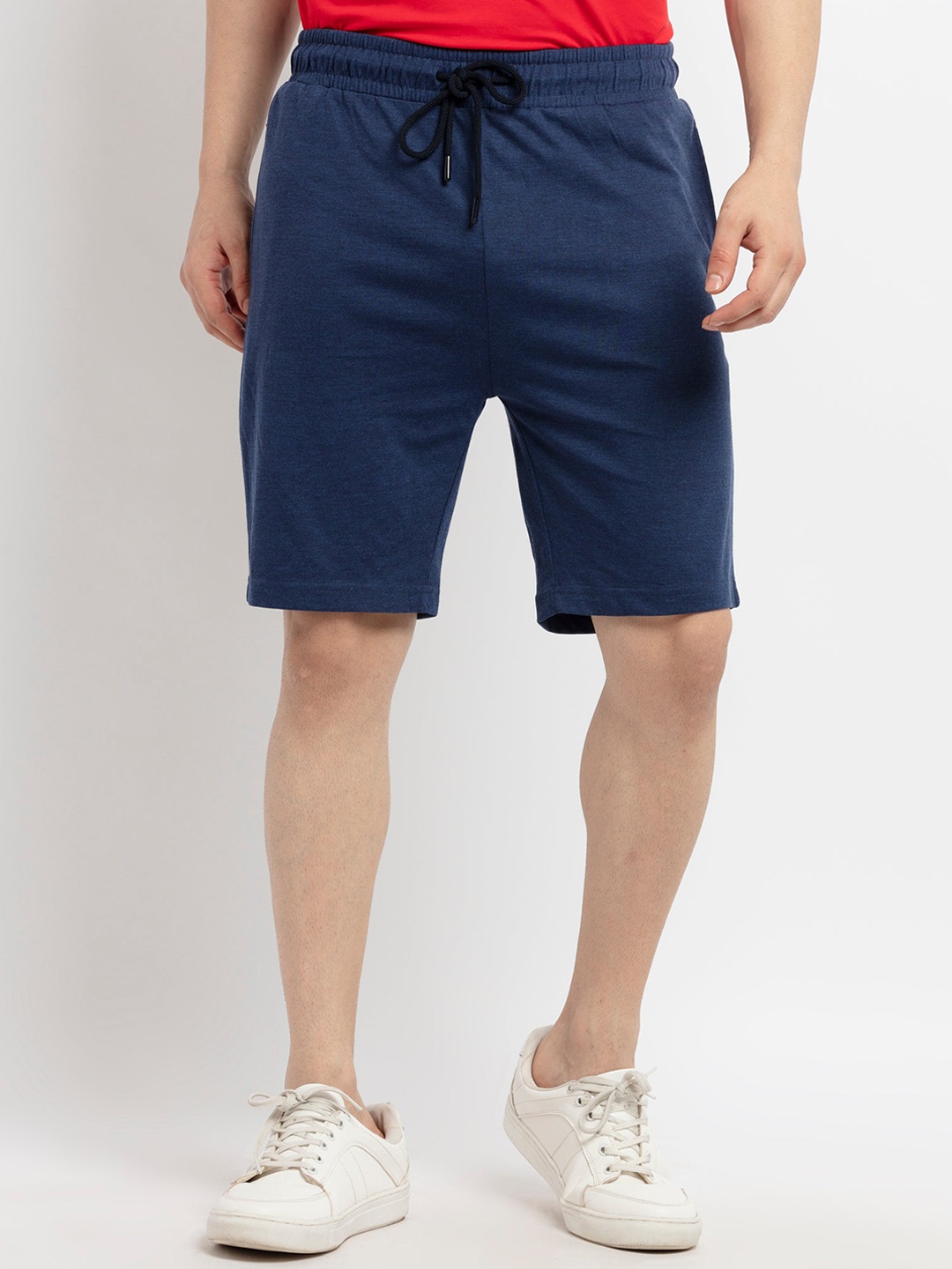 Status Quo Men Cotton Solid Shorts, Blue