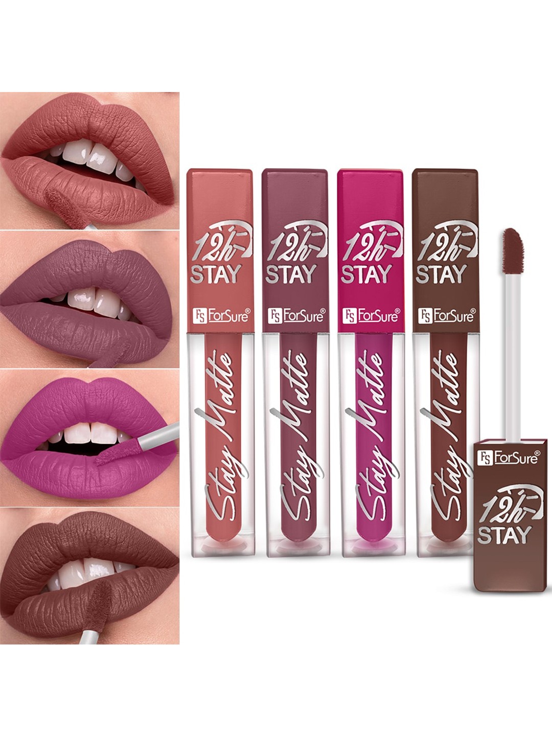 ForSure Stay Matte Set Of 4 Non-Transfer & Waterproof Long-Last Liquid Matte Mini Lipstick - 2.5 ml Each, Brown
ForSure Stay Matte Set Of 4 Non-Transfer & Waterproof Long-Last Liquid Matte Mini Lipstick - 2.5 ml Each, Brown