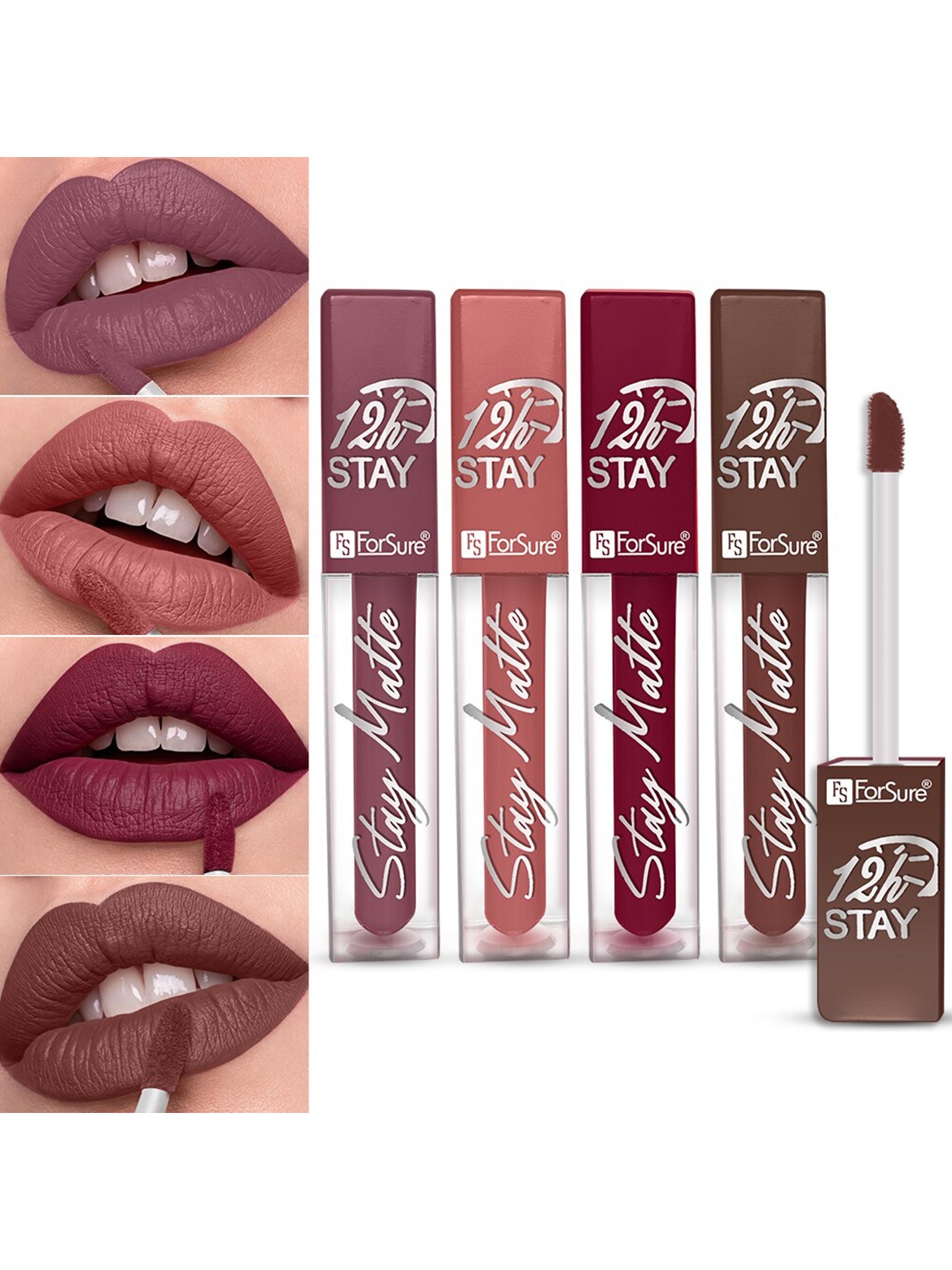 ForSure Stay Matte Set Of 4 Non-Transfer & Waterproof Long-Last Liquid Matte Mini Lipstick - 2.5 ml Each, Brown
ForSure Stay Matte Set Of 4 Non-Transfer & Waterproof Long-Last Liquid Matte Mini Lipstick - 2.5 ml Each, Brown