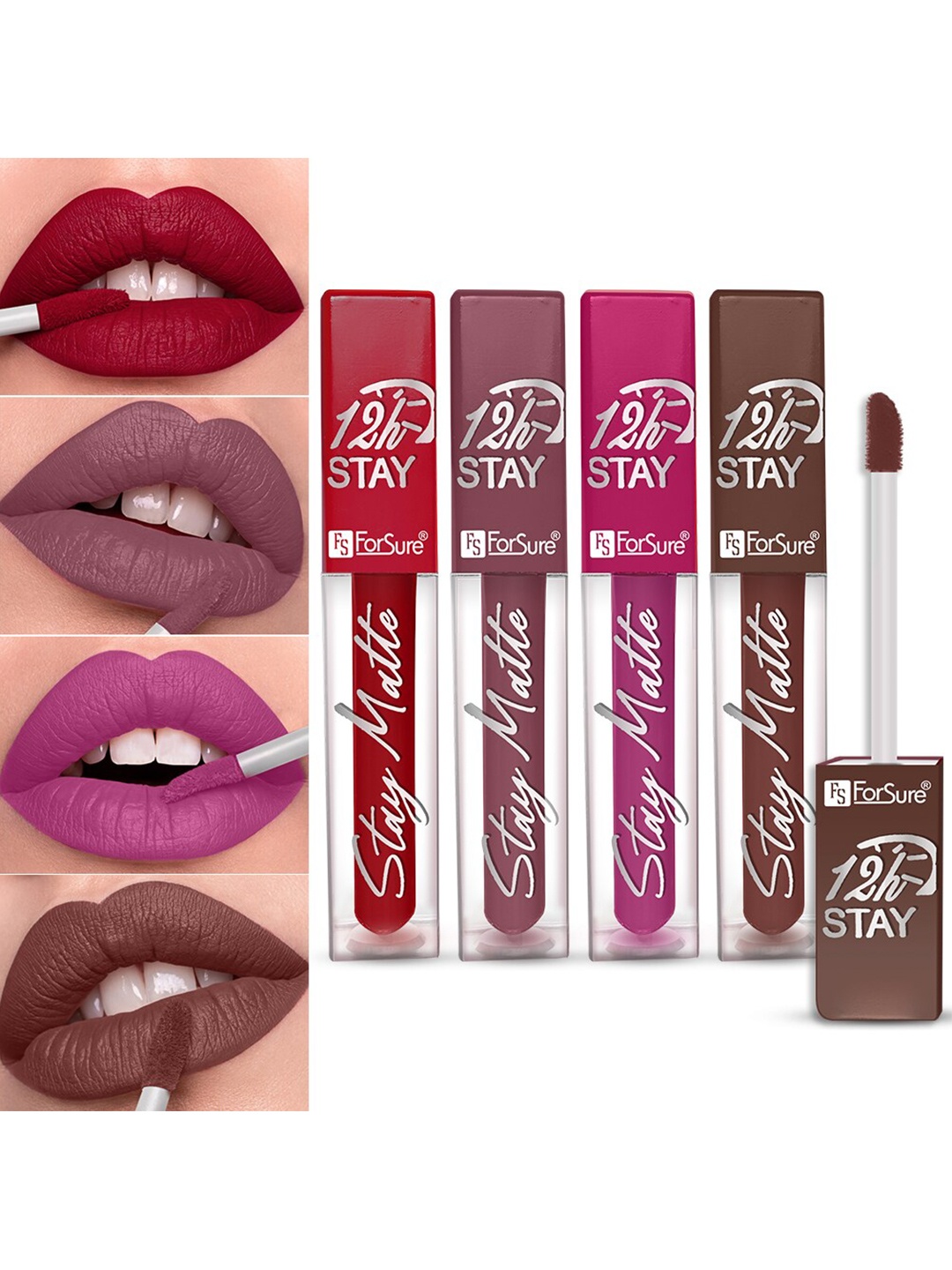 ForSure Stay Matte Set Of 4 Non-Transfer & Waterproof Long-Last Liquid Matte Mini Lipstick - 2.5 ml Each, Brown
ForSure Stay Matte Set Of 4 Non-Transfer & Waterproof Long-Last Liquid Matte Mini Lipstick - 2.5 ml Each, Brown