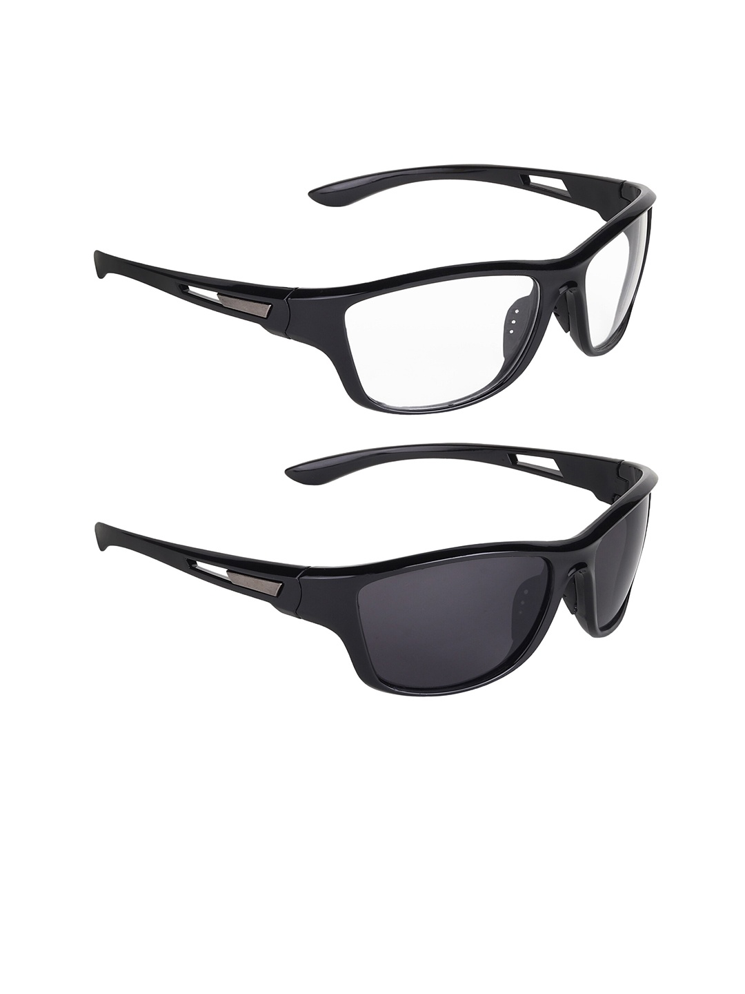 ALIGATORR Unisex Pack Of 2 Sports Sunglasses with UV Protected Lens AGR_NEW SPRTS_BLK-CLR, Black
ALIGATORR Unisex Pack Of 2 Sports Sunglasses with UV Protected Lens AGR_NEW SPRTS_BLK-CLR, Black