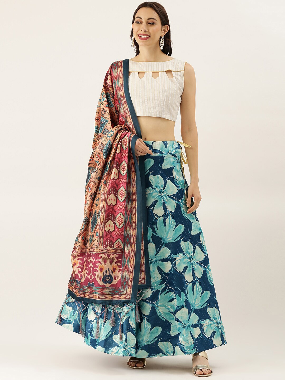 Kaizen TEXO FAB Printed Semi-Stitched Lehenga & Unstitched Blouse With Dupatta, Turquoise blue
Kaizen TEXO FAB Printed Semi-Stitched Lehenga & Unstitched Blouse With Dupatta, Turquoise blue