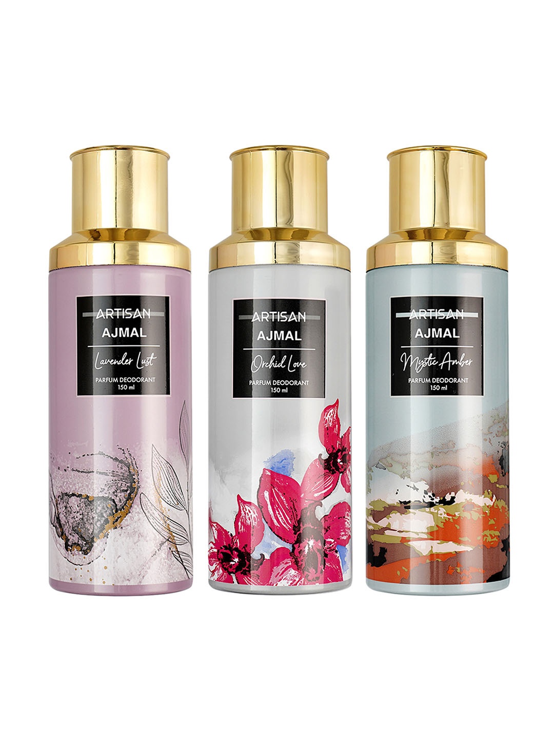 Ajmal Set of 3 Artisan Deodorants - Mystic Amber + Lavender Lust + Orchid Love- 150ml each, Blue
Ajmal Set of 3 Artisan Deodorants - Mystic Amber + Lavender Lust + Orchid Love- 150ml each, Blue