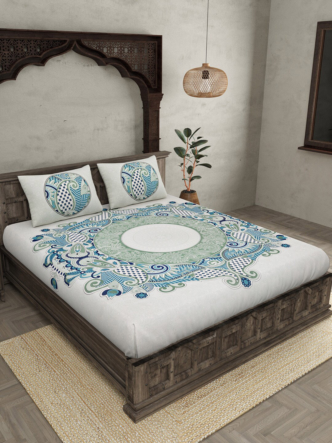 JAIPUR FABRIC Off White & Blue Printed 240 TC Cotton Queen Bedsheet with 2 Pillow Covers
JAIPUR FABRIC Off White & Blue Printed 240 TC Cotton Queen Bedsheet with 2 Pillow Covers