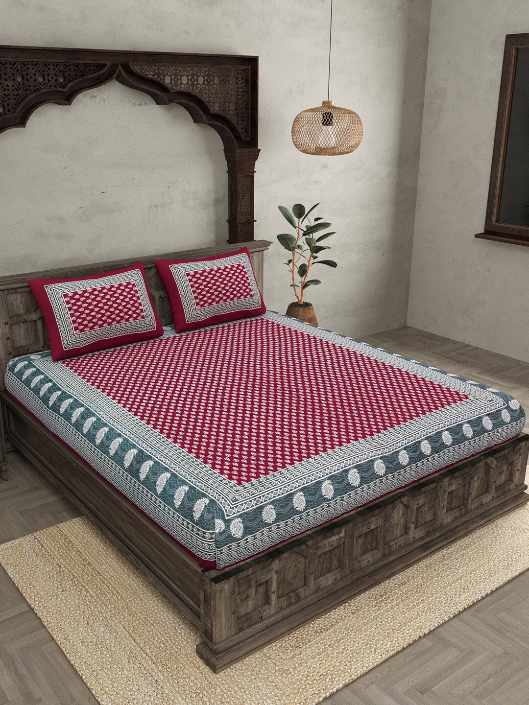 JAIPUR FABRIC Maroon & White Printed 120 TC Cotton Queen Bedsheet with 2 Pillow Covers
JAIPUR FABRIC Maroon & White Printed 120 TC Cotton Queen Bedsheet with 2 Pillow Covers
