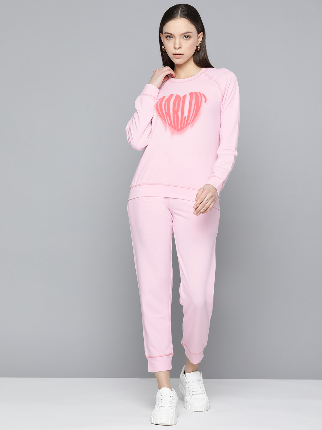 VividArtsy Women Printed Sweatshirt With Joggers, Pink 
VividArtsy Women Printed Sweatshirt With Joggers, Pink