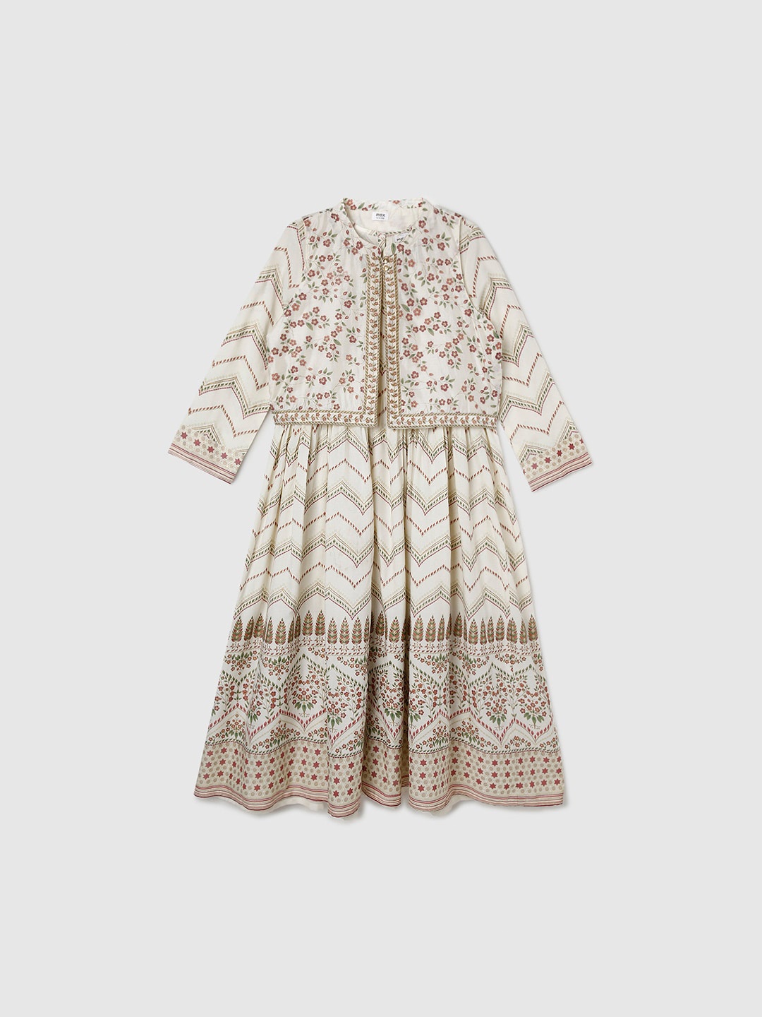 max Layered Ethnic Dress, Cream