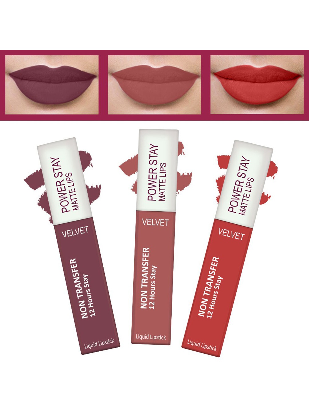 FORFOR Powerstay Set Of 3 Liquid Matte Lipsticks - Mauve Matte, Sandy Nude, Candy Red, Burgundy
FORFOR Powerstay Set Of 3 Liquid Matte Lipsticks - Mauve Matte, Sandy Nude, Candy Red, Burgundy