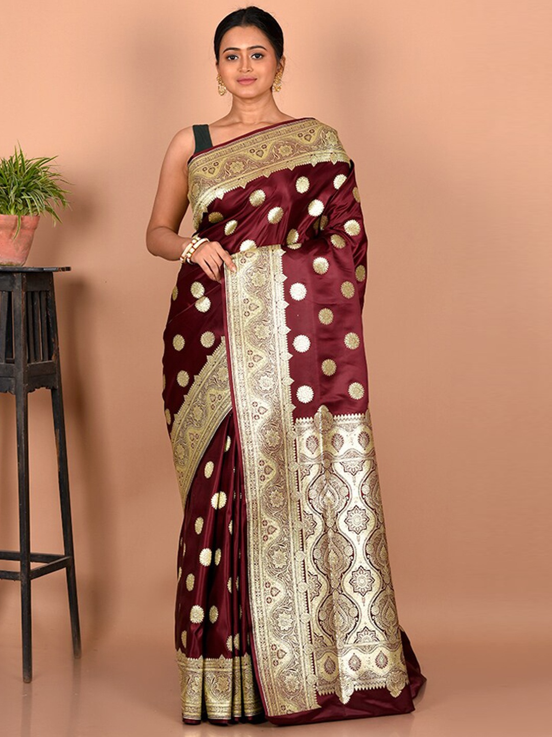 AllSilks Ethnic Motifs Printed Zari Silk Blend Banarasi Saree With Blouse Piece, Maroon
AllSilks Ethnic Motifs Printed Zari Silk Blend Banarasi Saree With Blouse Piece, Maroon