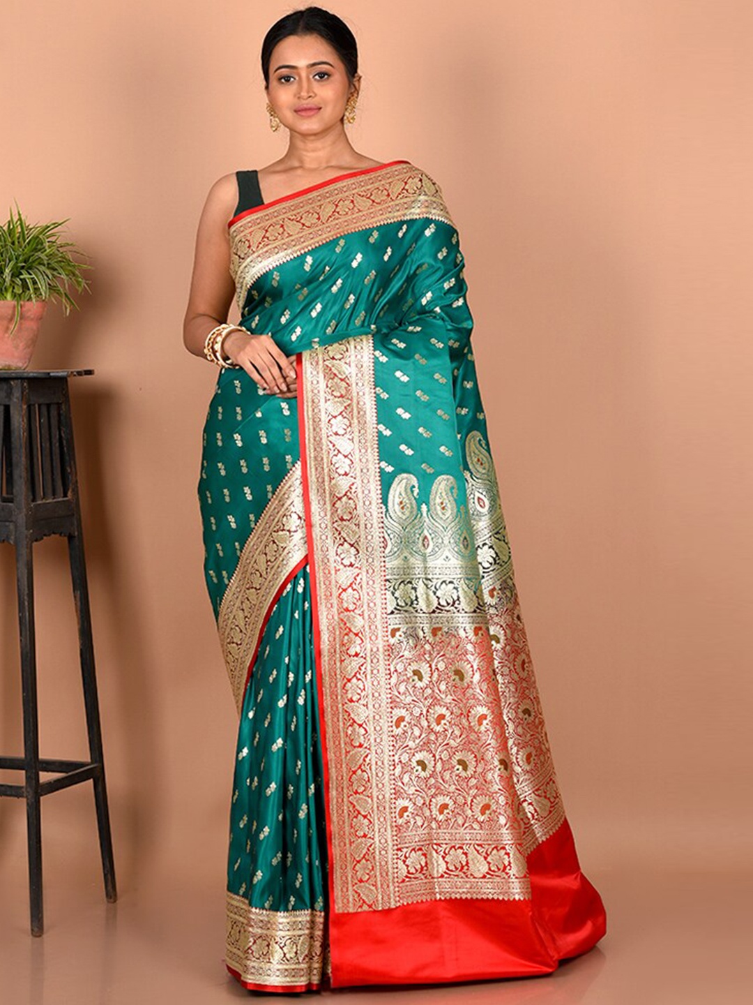 AllSilks Woven Design Printed Zari Silk Blend Banarasi Saree With Blouse Piece, Green
AllSilks Woven Design Printed Zari Silk Blend Banarasi Saree With Blouse Piece, Green