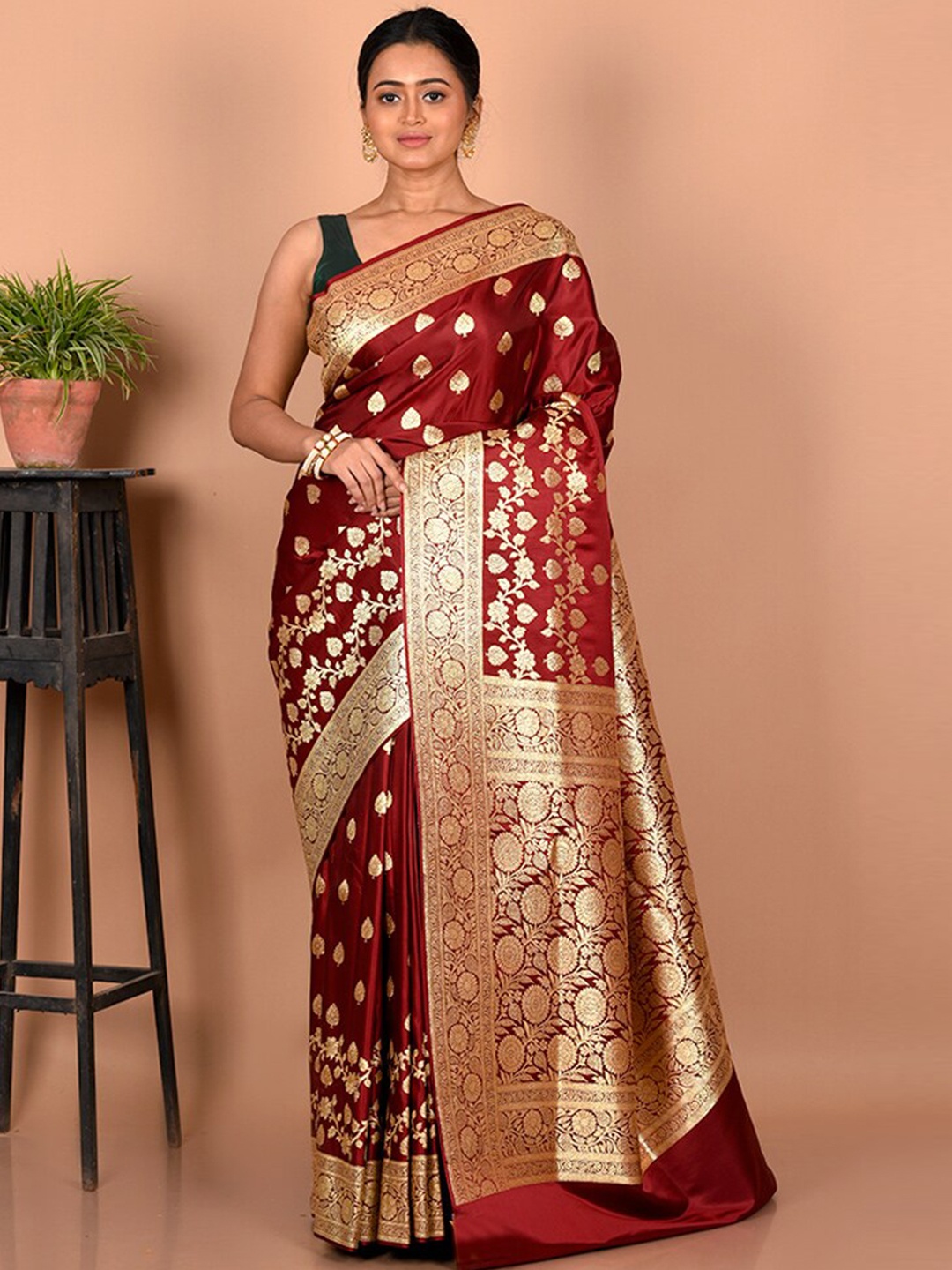 AllSilks Woven Design Printed Zari Silk Blend Banarasi Saree With Blouse Piece, Maroon
AllSilks Woven Design Printed Zari Silk Blend Banarasi Saree With Blouse Piece, Maroon