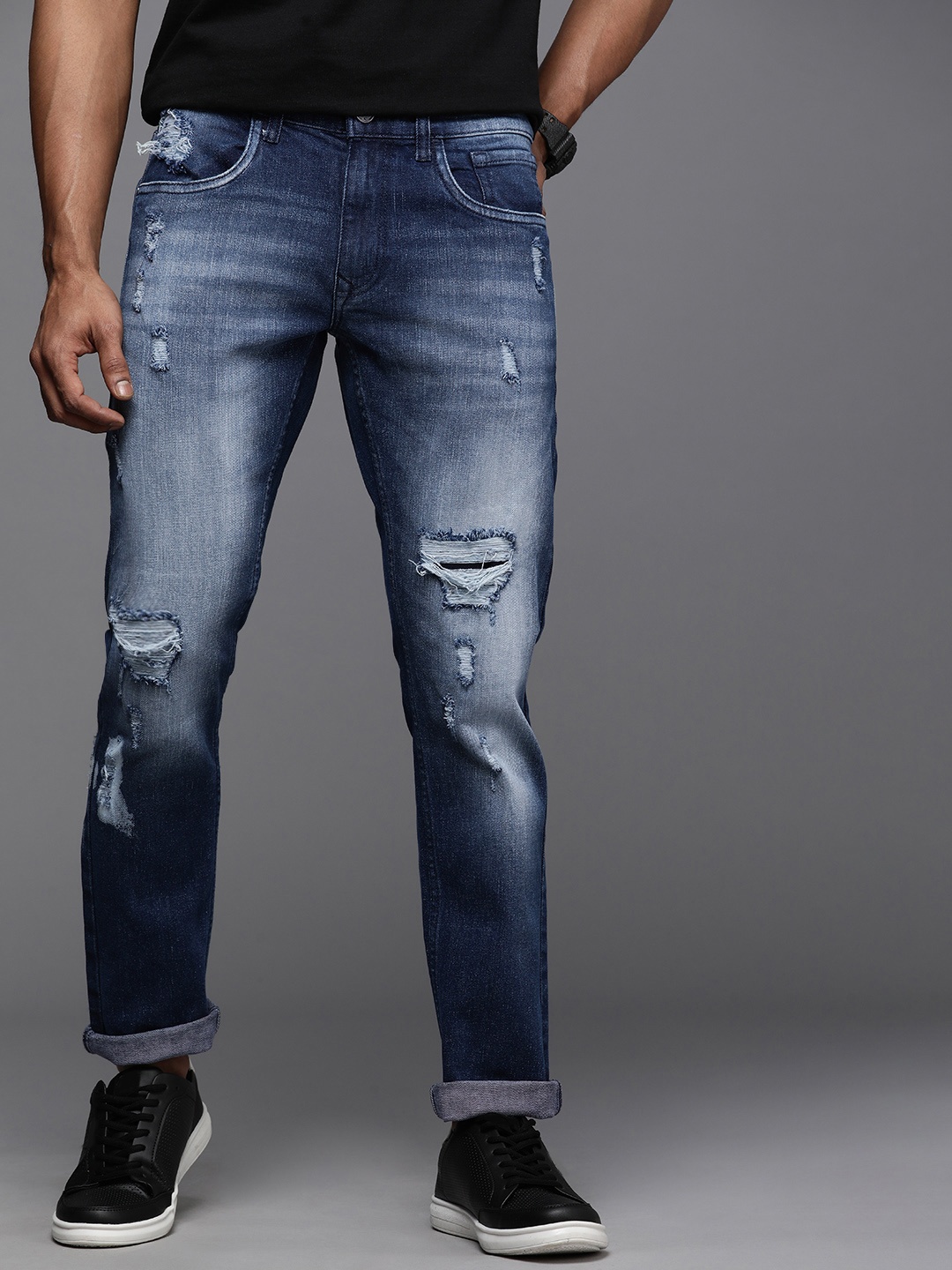 WROGN Men Slim Fit Mid-Rise Highly Distressed Heavy Fade Stretchable Jeans, Blue
WROGN Men Slim Fit Mid-Rise Highly Distressed Heavy Fade Stretchable Jeans, Blue