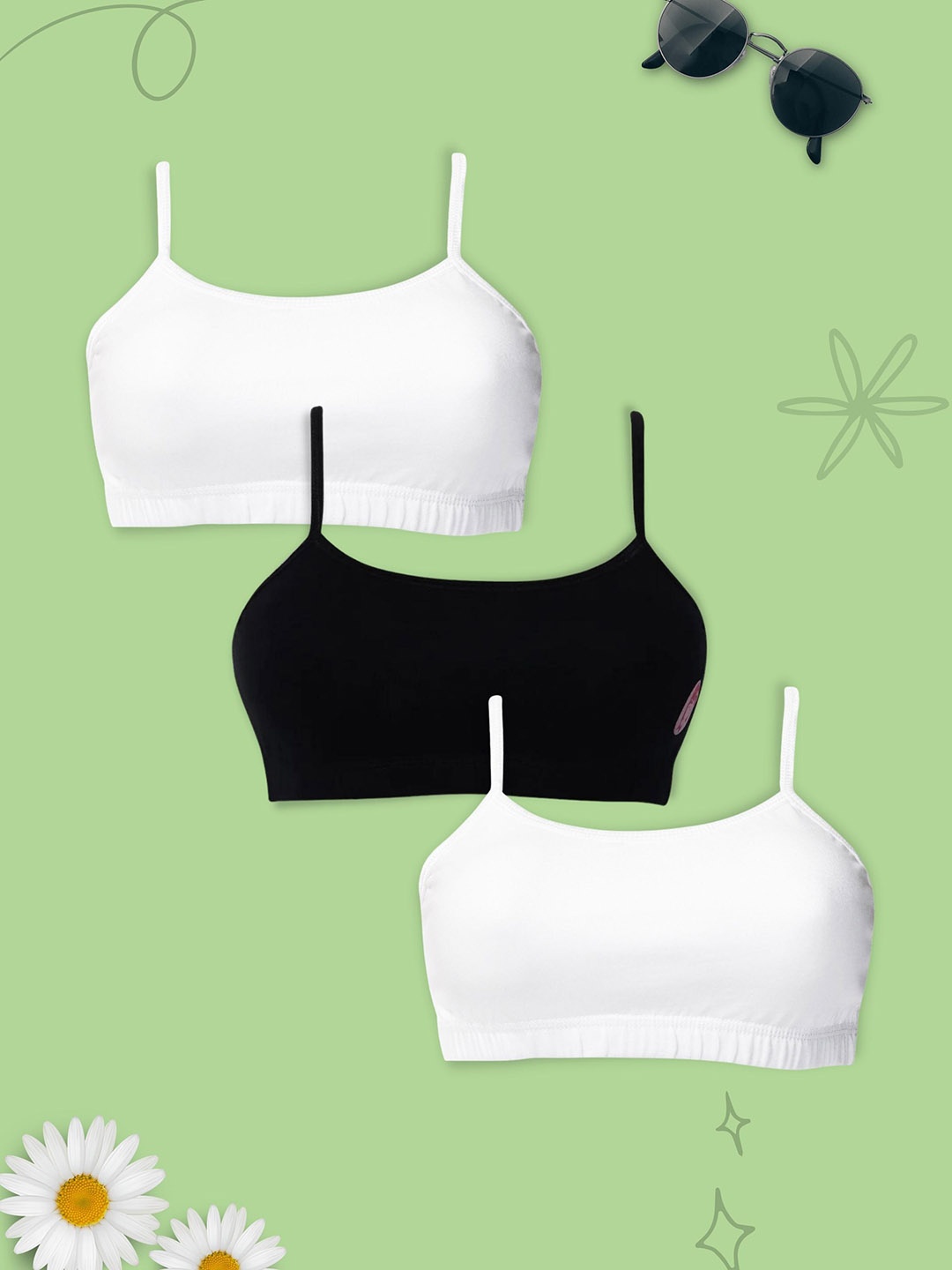 Girls Pack Of 3 Double Layer Premium Cotton Non-Wired Non Padded Beginners Bra DCBRJU6864/xxs W, White
Girls Pack Of 3 Double Layer Premium Cotton Non-Wired Non Padded Beginners Bra DCBRJU6864/xxs W, White