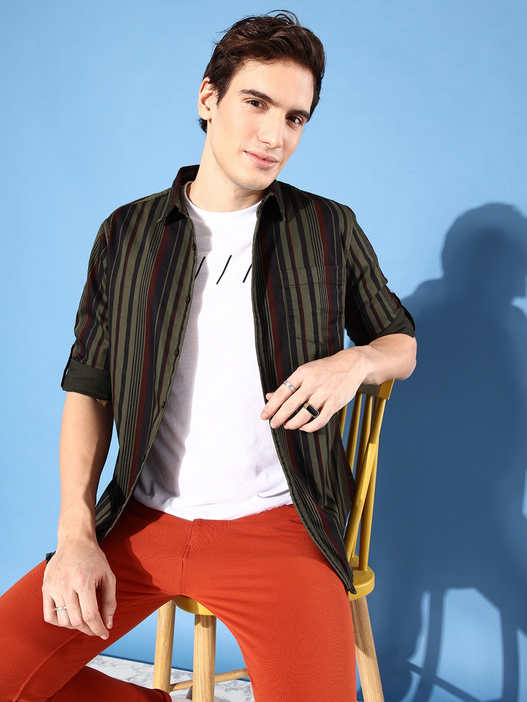Moda Rapido Men Olive Green Slim Fit MCW Nostalgic Back To School Retro Streaks Shirt
Moda Rapido Men Olive Green Slim Fit MCW Nostalgic Back To School Retro Streaks Shirt