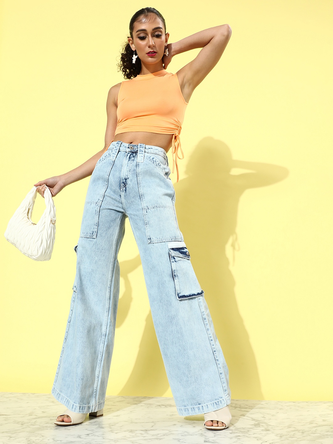 The Roadster Life Co. Women Sky Blue Wide Leg High-Rise Cotton Hipster Cargoes Jeans
The Roadster Life Co. Women Sky Blue Wide Leg High-Rise Cotton Hipster Cargoes Jeans