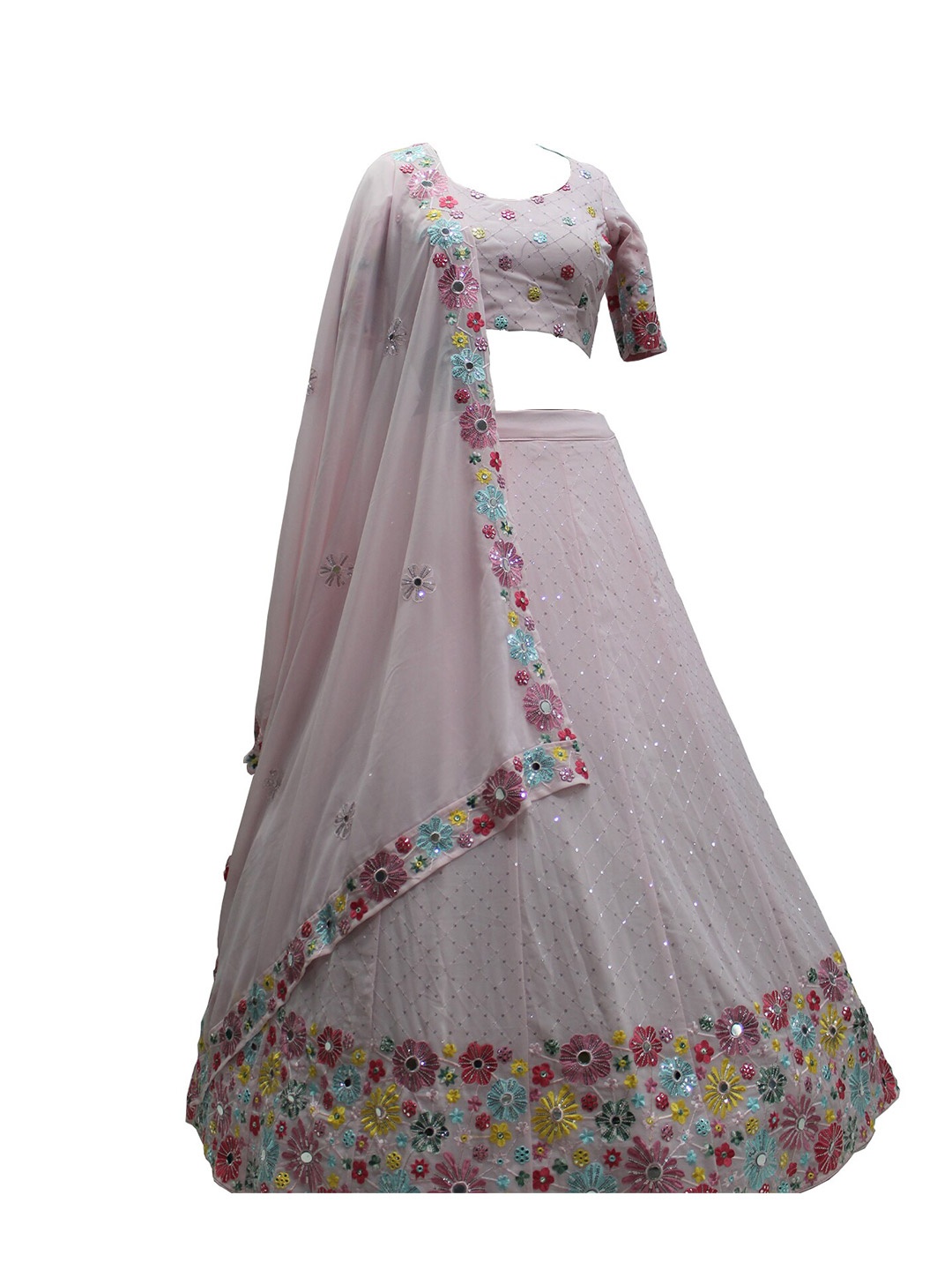 ODETTE Embroidered Sequinned Semi-Stitched Lehenga & Unstitched Blouse With Dupatta, Pink
ODETTE Embroidered Sequinned Semi-Stitched Lehenga & Unstitched Blouse With Dupatta, Pink