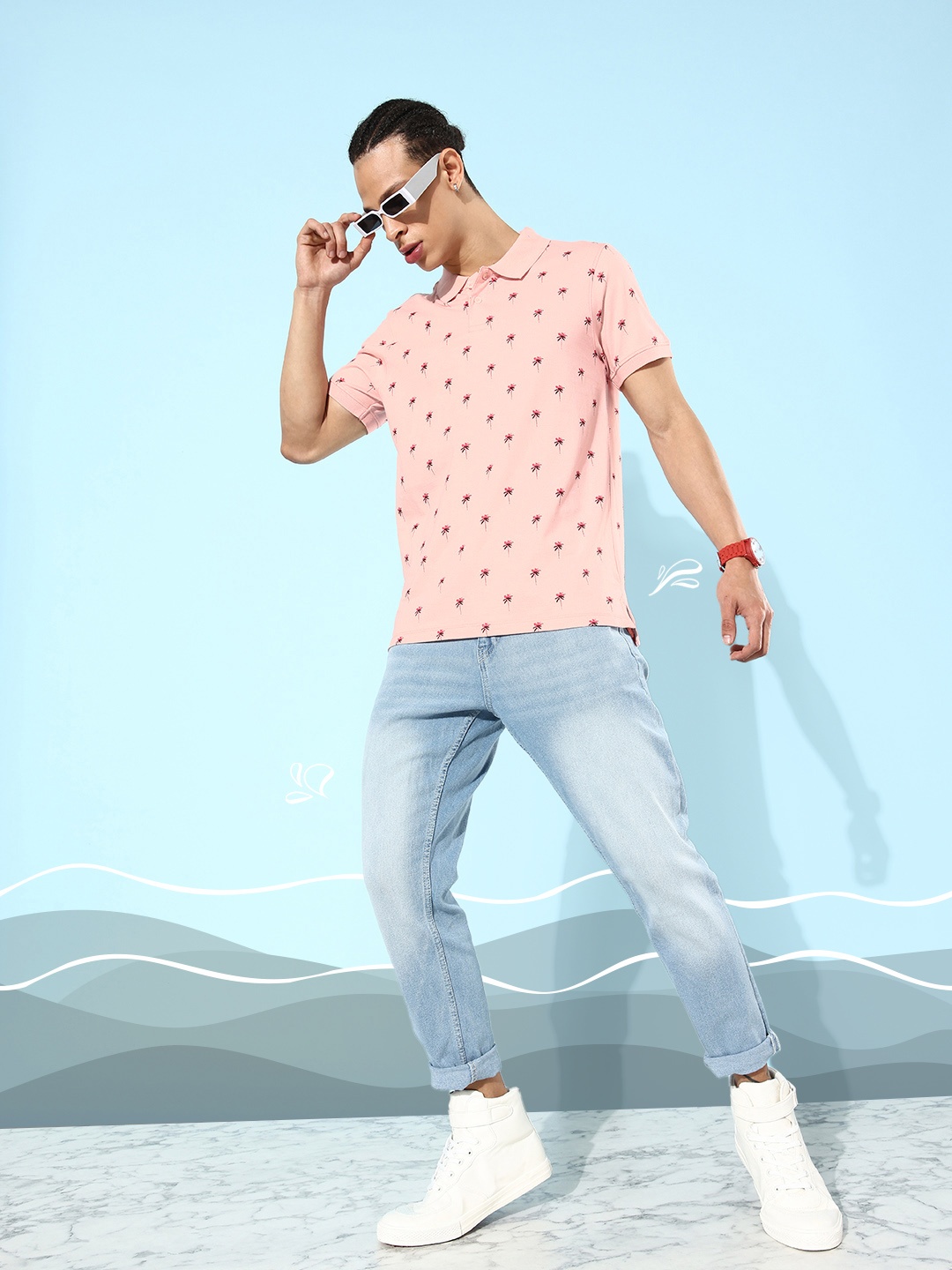 Mast & Harbour Rose Peach-Coloured Tropical Flower Power Polo Collar Pure Cotton T-shirt
Mast & Harbour Rose Peach-Coloured Tropical Flower Power Polo Collar Pure Cotton T-shirt
