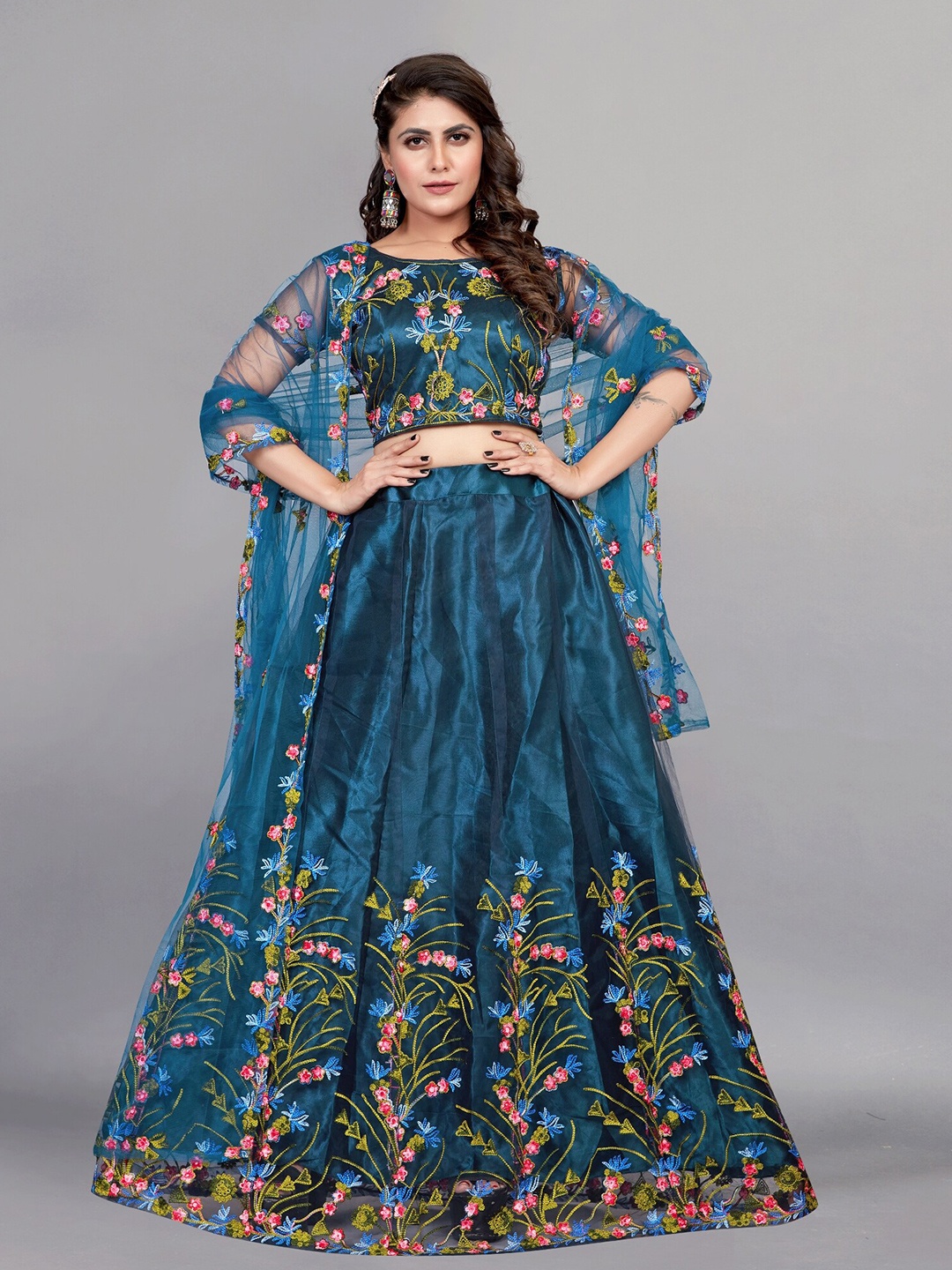 APNISHA Embroidered Thread Work Semi-Stitched Lehenga & Unstitched Blouse With Dupatta, Blue
APNISHA Embroidered Thread Work Semi-Stitched Lehenga & Unstitched Blouse With Dupatta, Blue