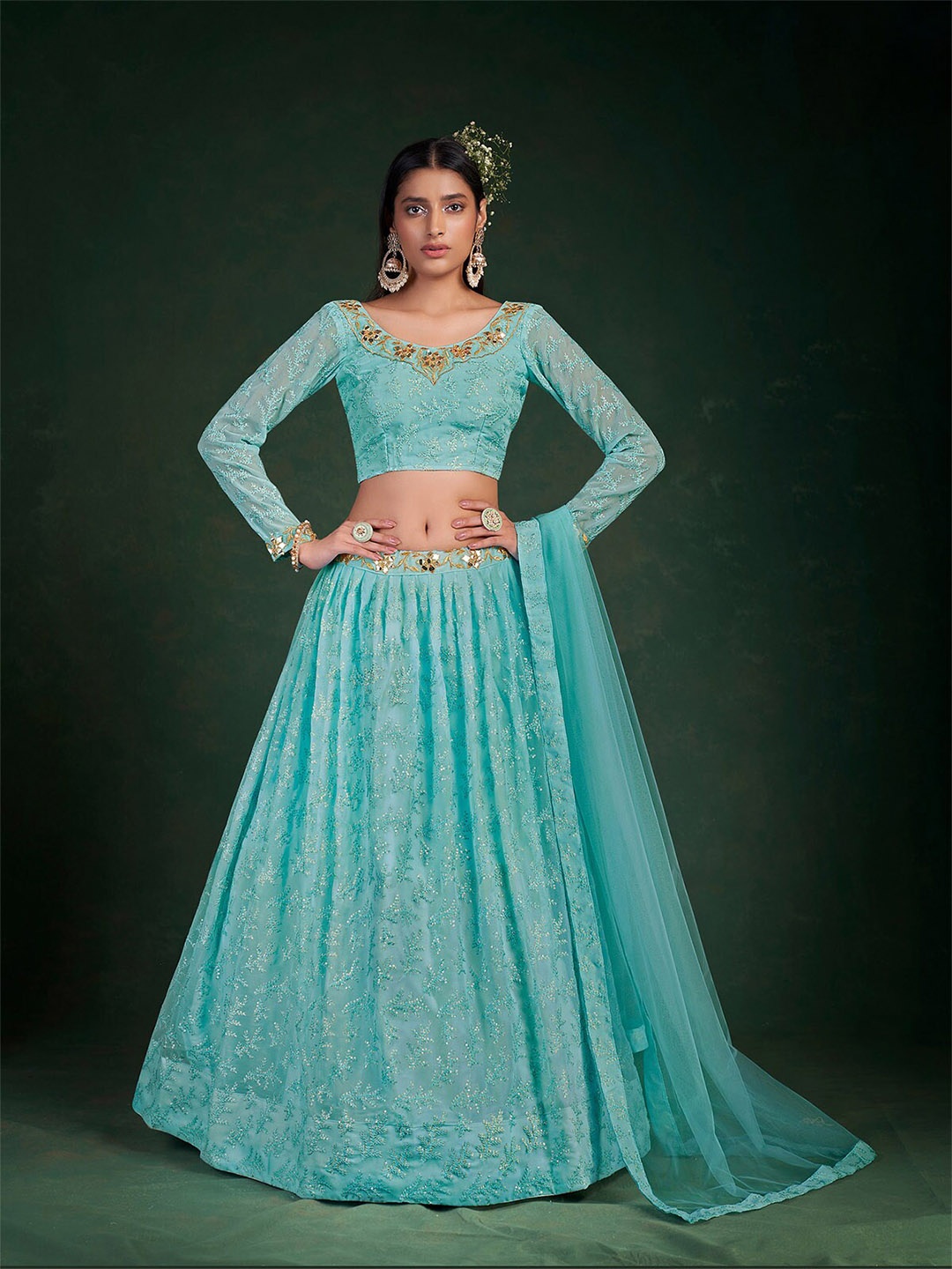 ODETTE Embroidered Thread Work Semi-Stitched Lehenga & Unstitched Blouse With Dupatta, Blue
ODETTE Embroidered Thread Work Semi-Stitched Lehenga & Unstitched Blouse With Dupatta, Blue