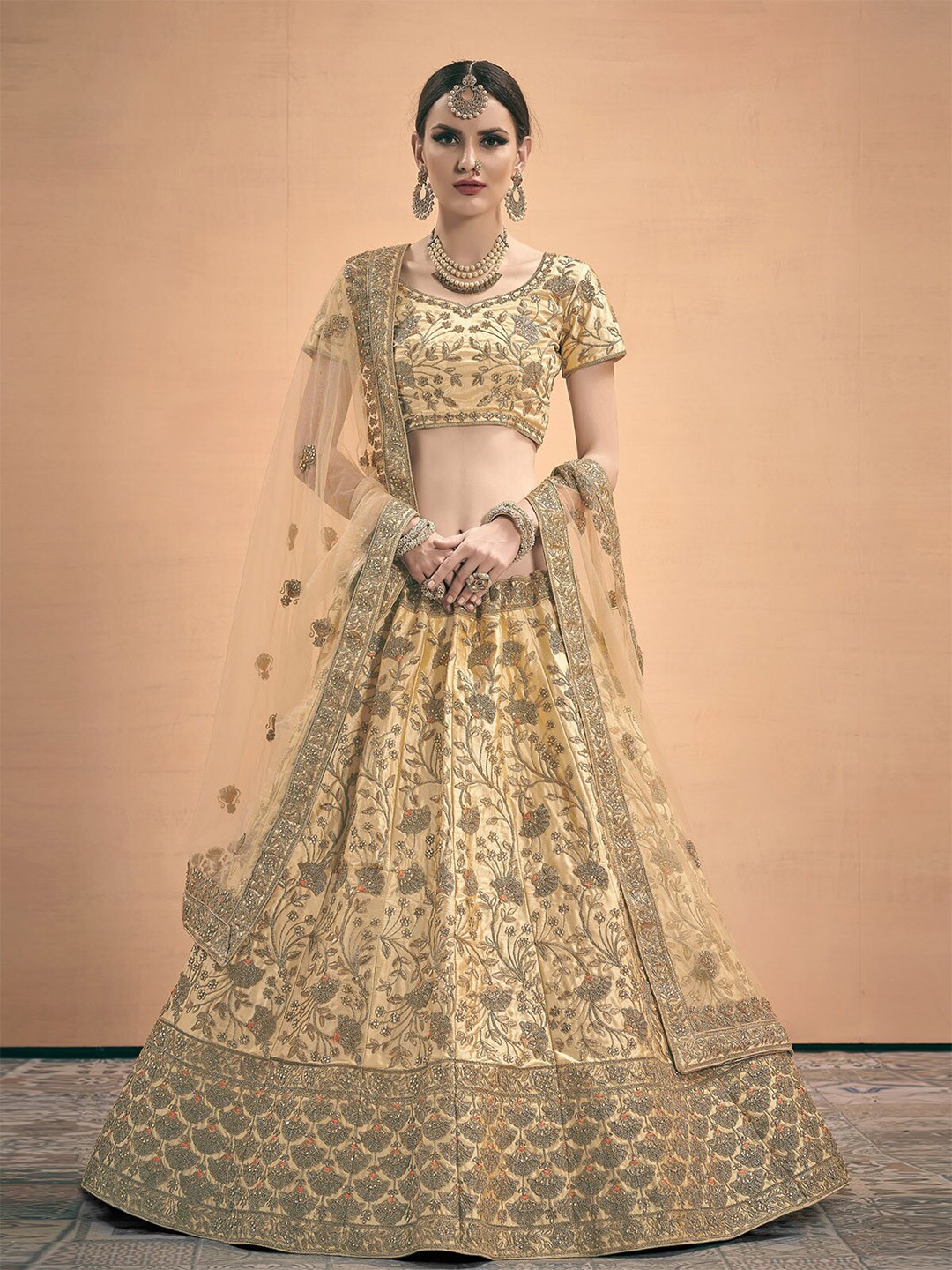 ODETTE Embroidered Thread Work Semi-Stitched Lehenga & Unstitched Blouse With Dupatta, Beige
ODETTE Embroidered Thread Work Semi-Stitched Lehenga & Unstitched Blouse With Dupatta, Beige