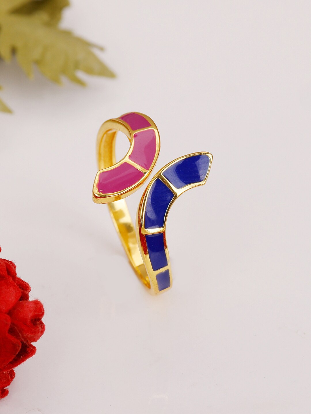 GIVA 925 Sterling Silver Gold-Plated Adjustable Finger Ring