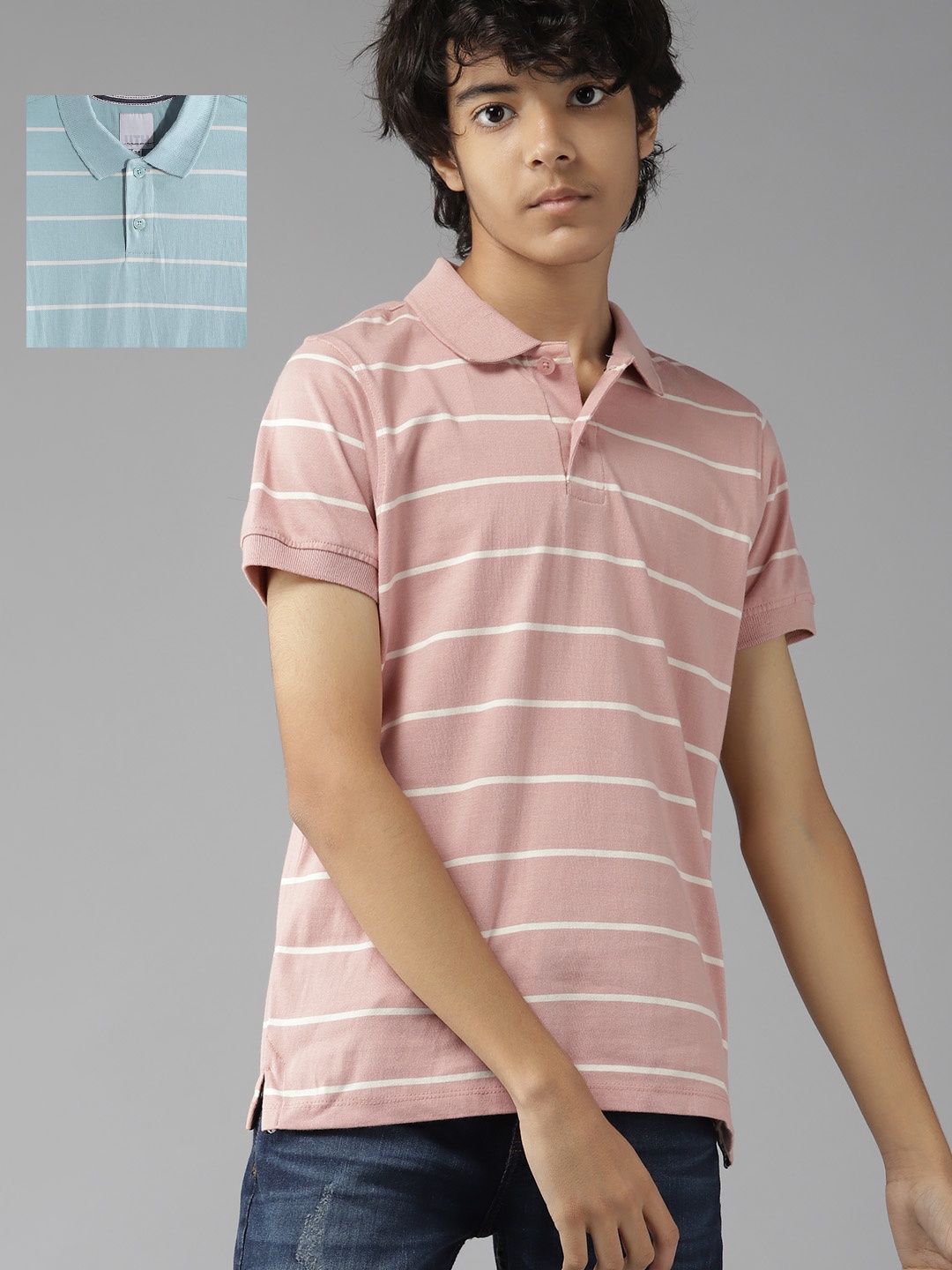 UTH by Roadster Teen Boys Pack of 2 Pure Cotton Striped Polo Collar T-shirts, Blue
UTH by Roadster Teen Boys Pack of 2 Pure Cotton Striped Polo Collar T-shirts, Blue