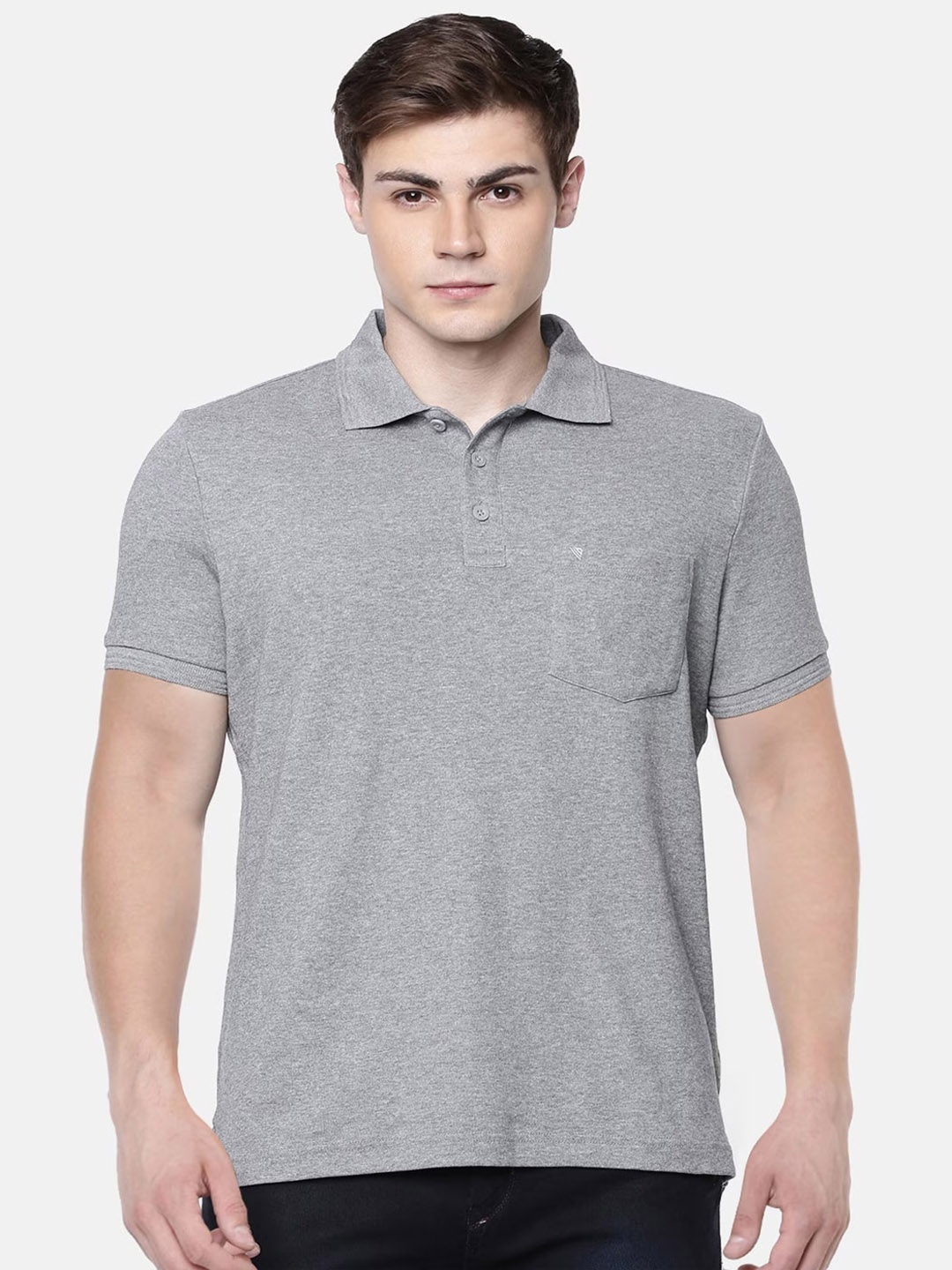 Ramraj Men Polo Collar Slim Fit Pure Cotton T-shirt, Grey
