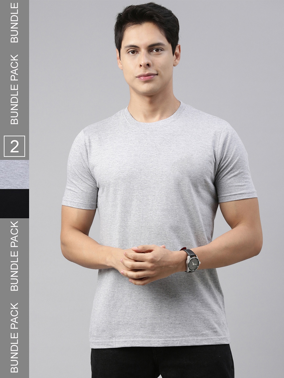 recast Pack Of 2 Bio Finish Cotton T-Shirt, Grey