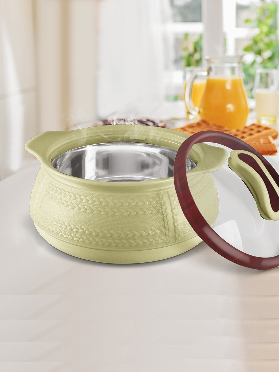 Milton Weave 1000 Beige Insulated Inner Stainless Steel Casserole with Glass Lid 780 ml, Brown
Milton Weave 1000 Beige Insulated Inner Stainless Steel Casserole with Glass Lid 780 ml, Brown