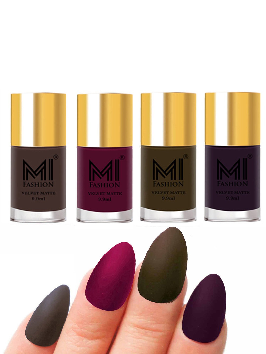 MI FASHION Set of 4 Velvet Matte Long Lasting Vegan Nail Polish - 9.9 ml each, Multi
MI FASHION Set of 4 Velvet Matte Long Lasting Vegan Nail Polish - 9.9 ml each, Multi