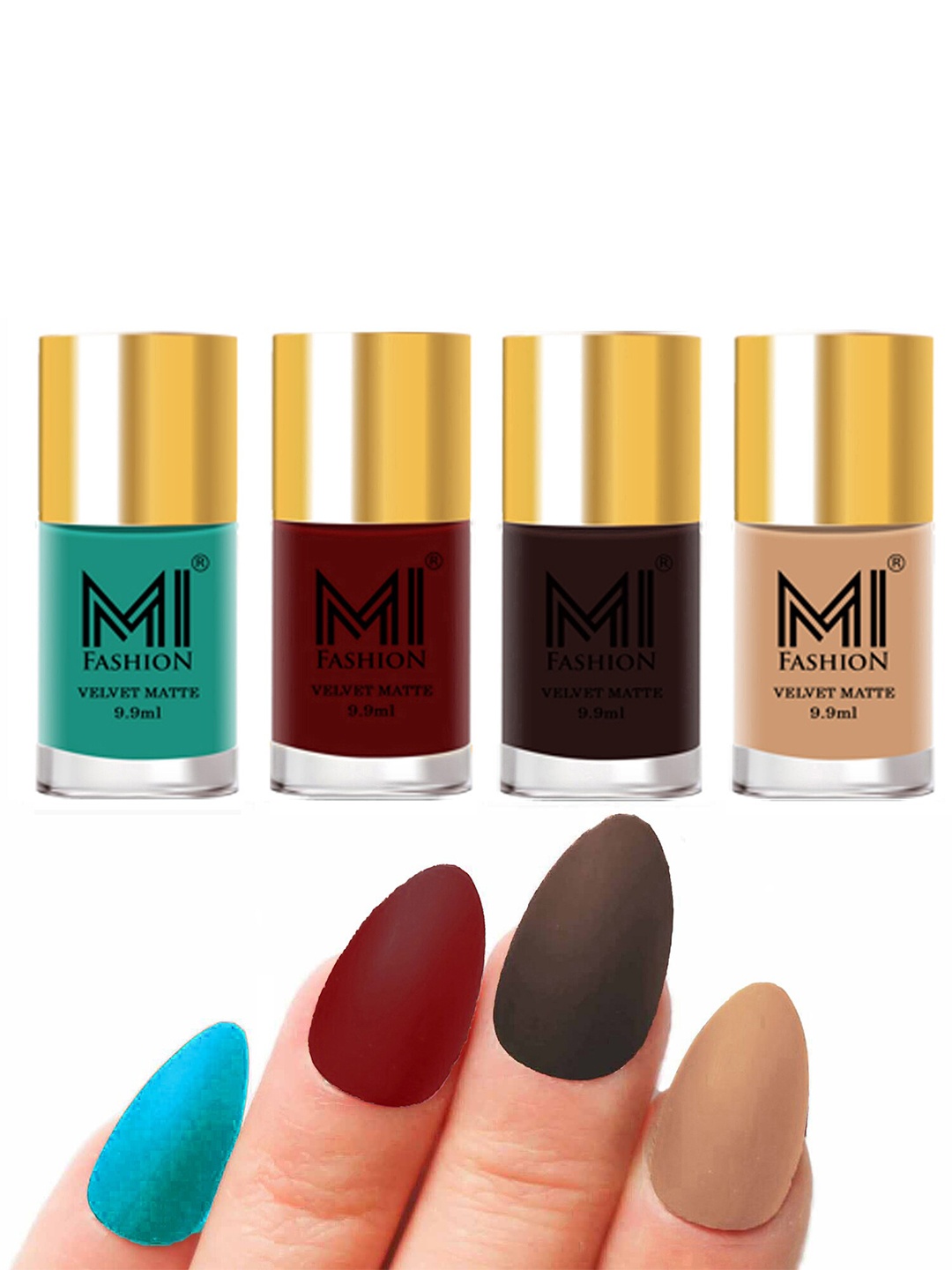 MI FASHION Set of 4 Velvet Matte Long Lasting Vegan Nail Polish - 9.9 ml each, Multi
MI FASHION Set of 4 Velvet Matte Long Lasting Vegan Nail Polish - 9.9 ml each, Multi