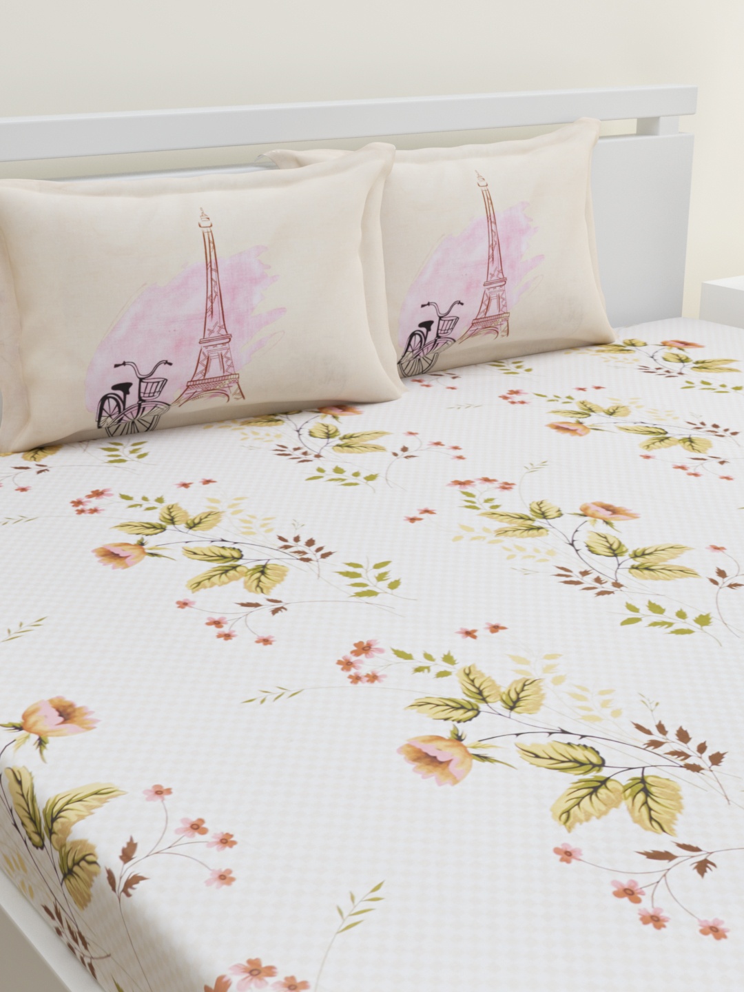 HOME AFFAIRS White & Green Floral 180 TC King Pure Cotton Bedsheet with 2 Pillow Covers
HOME AFFAIRS White & Green Floral 180 TC King Pure Cotton Bedsheet with 2 Pillow Covers