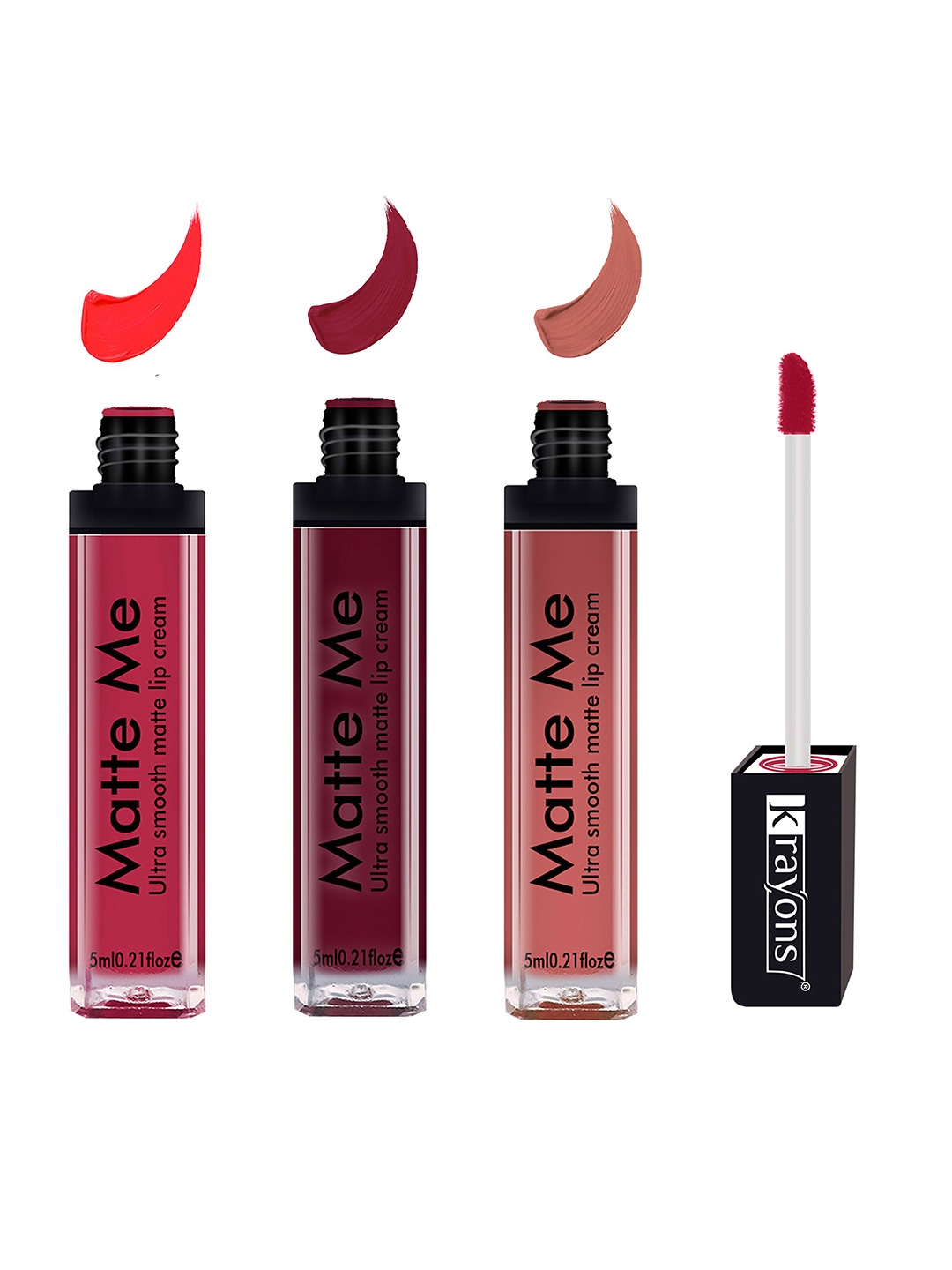 krayons Set of 3 Matte Me Ultra Smooth Waterproof Liquid Lipstick - 5 ml each, Orange
krayons Set of 3 Matte Me Ultra Smooth Waterproof Liquid Lipstick - 5 ml each, Orange