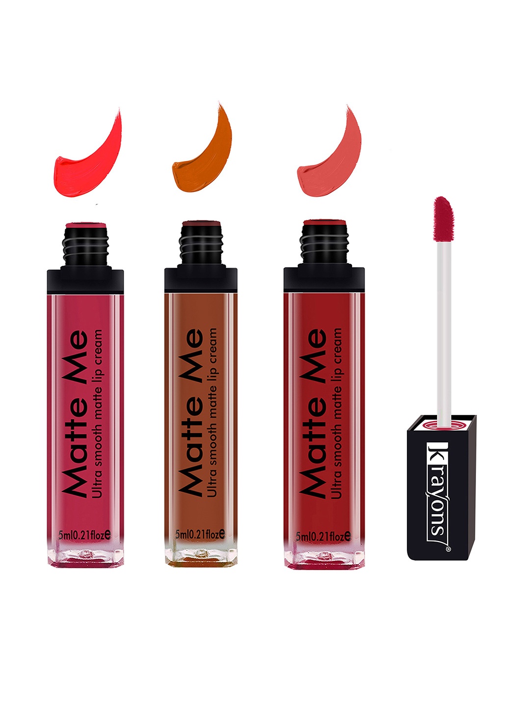 krayons Set of 3 Matte Me Ultra Smooth Waterproof Liquid Lipstick - 5 ml each, Brown
krayons Set of 3 Matte Me Ultra Smooth Waterproof Liquid Lipstick - 5 ml each, Brown