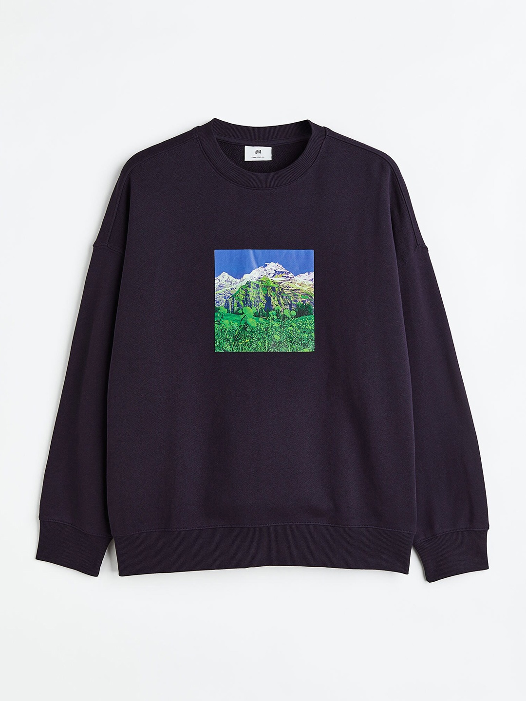 H&M Men Oversized Fit Cotton Sweatshirt, Navy blue
