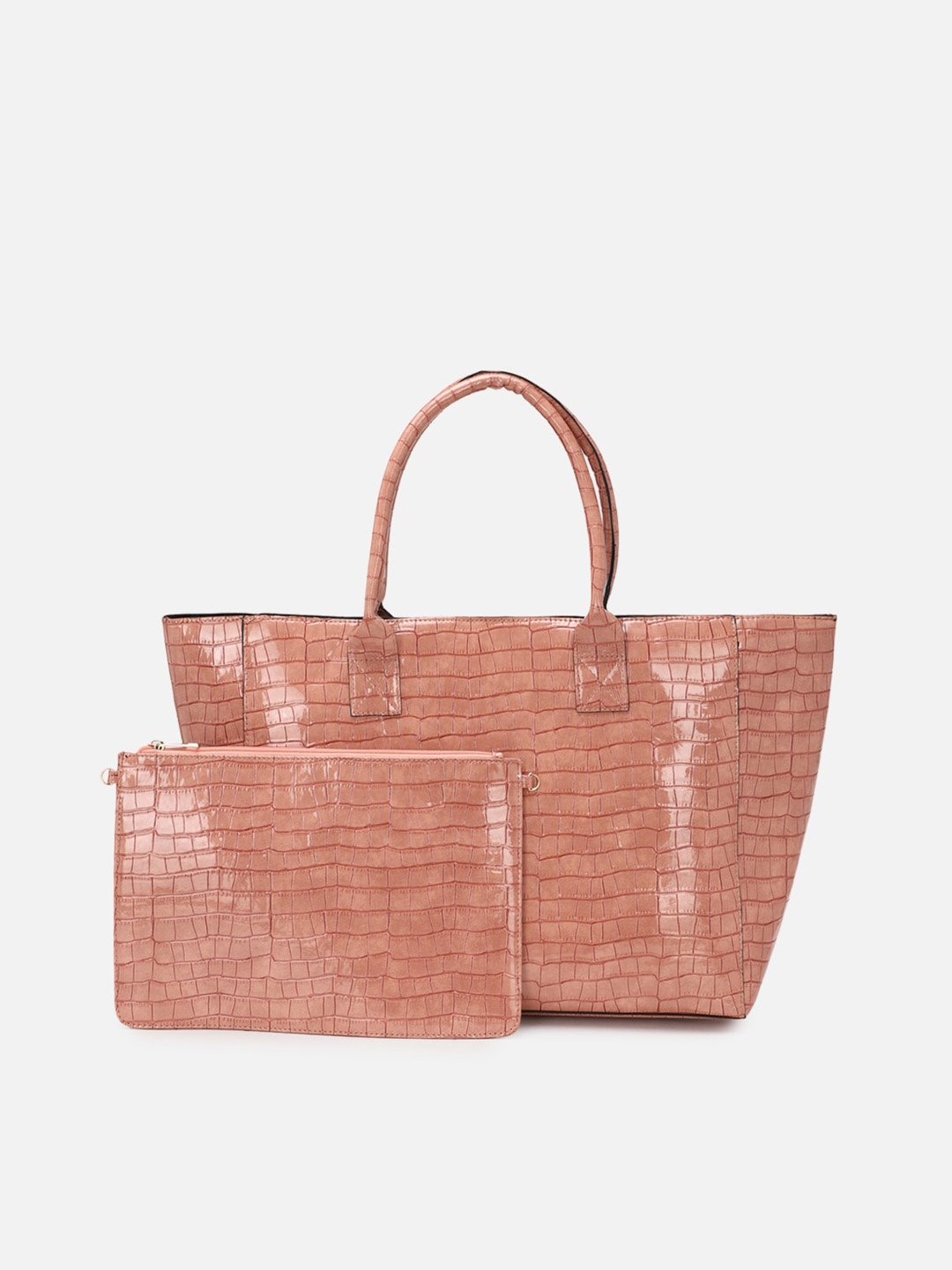 FOREVER 21 Textured Oversized Shopper Tote Bag, Peach