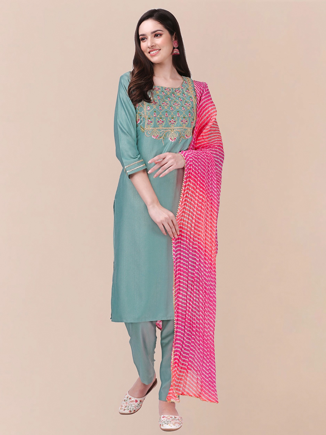 Nivah Fashion Embroidered Thread Work Cotton Kurti with Trousers & With Dupatta, Green
Nivah Fashion Embroidered Thread Work Cotton Kurti with Trousers & With Dupatta, Green