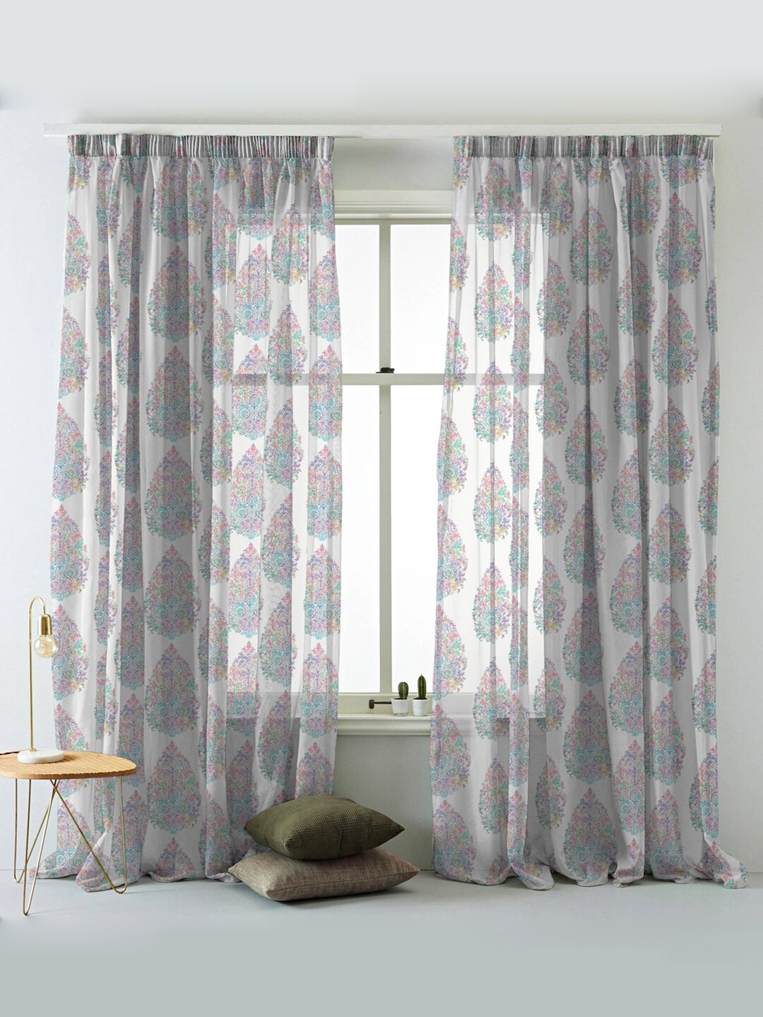 SPACES Set Of 2 Multicolor Elegent Floral Print Sheer Semi Transparent Window Curtain 5 Ft, White
SPACES Set Of 2 Multicolor Elegent Floral Print Sheer Semi Transparent Window Curtain 5 Ft, White