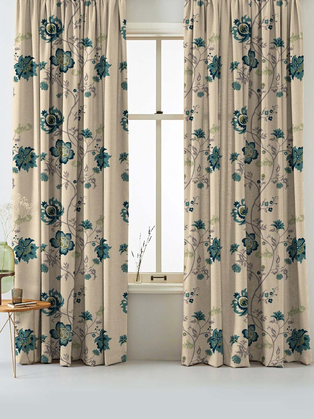 SPACES Set Of 2 Teal Elegent Floral Print Matt Finish Black Out Long Door Curtain 9 Ft
SPACES Set Of 2 Teal Elegent Floral Print Matt Finish Black Out Long Door Curtain 9 Ft