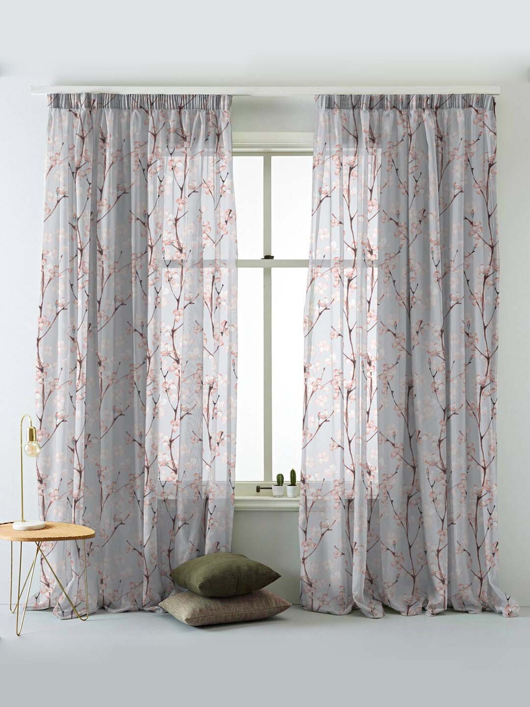 SPACES Set Of 2 Pink Elegent Floral Print Sheer Semi Transparent Long Door Curtain 9 Ft, Blue
SPACES Set Of 2 Pink Elegent Floral Print Sheer Semi Transparent Long Door Curtain 9 Ft, Blue