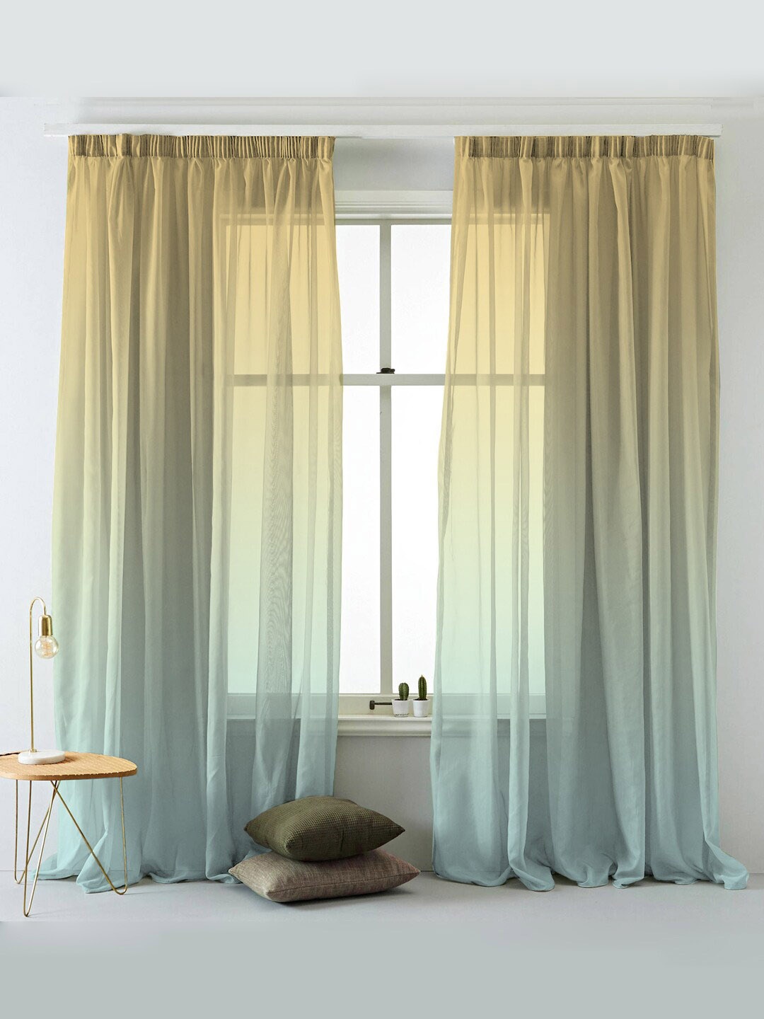 SPACES Set Of 2 Yellow Elegent Ombre Print Sheer Semi Transparent Long Door Curtain 9 Ft
SPACES Set Of 2 Yellow Elegent Ombre Print Sheer Semi Transparent Long Door Curtain 9 Ft