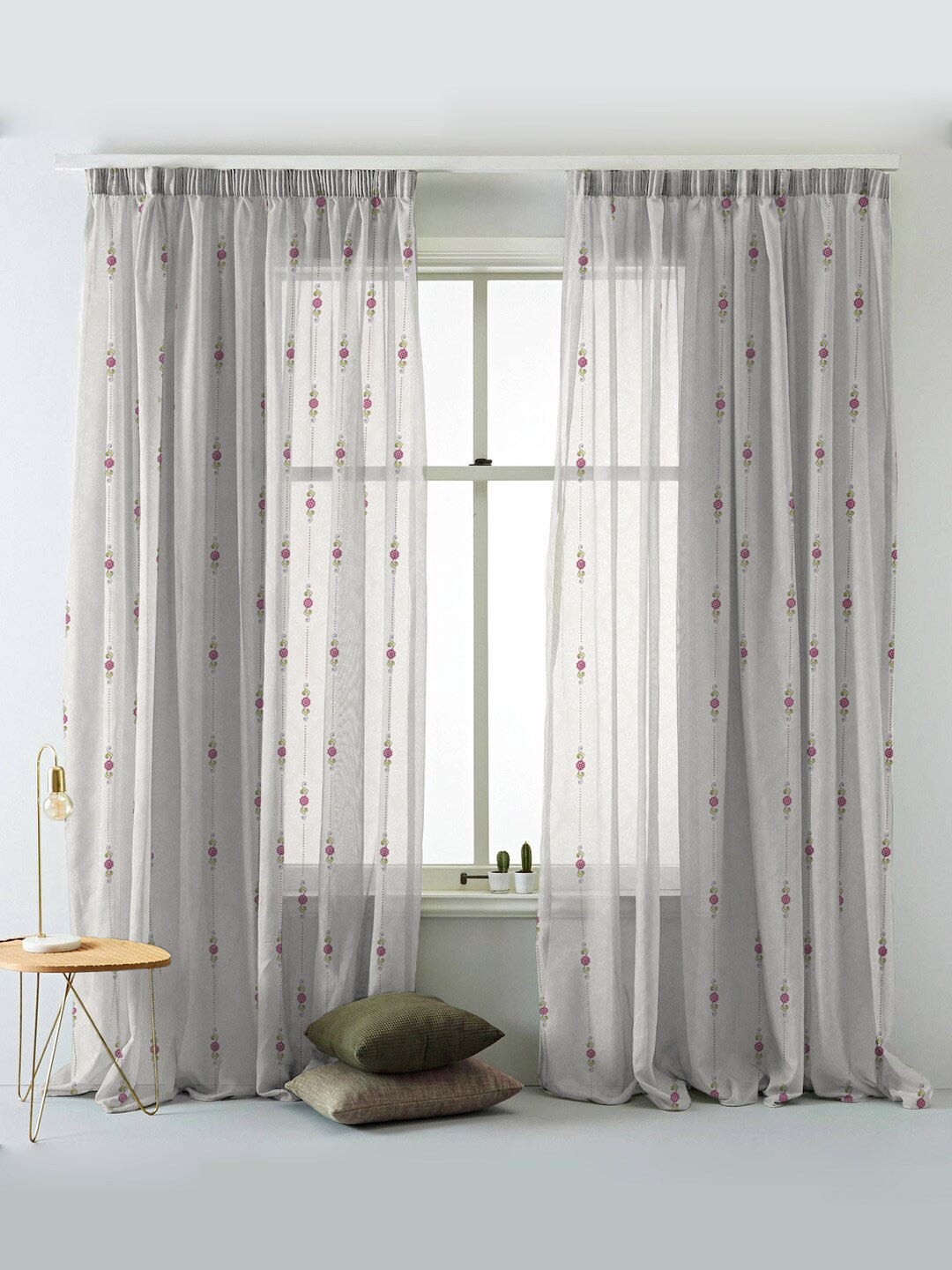 SPACES Set Of 2 Beige Elegent Floral Print Sheer Semi Transparent Door Curtain 7 Ft, Grey
SPACES Set Of 2 Beige Elegent Floral Print Sheer Semi Transparent Door Curtain 7 Ft, Grey